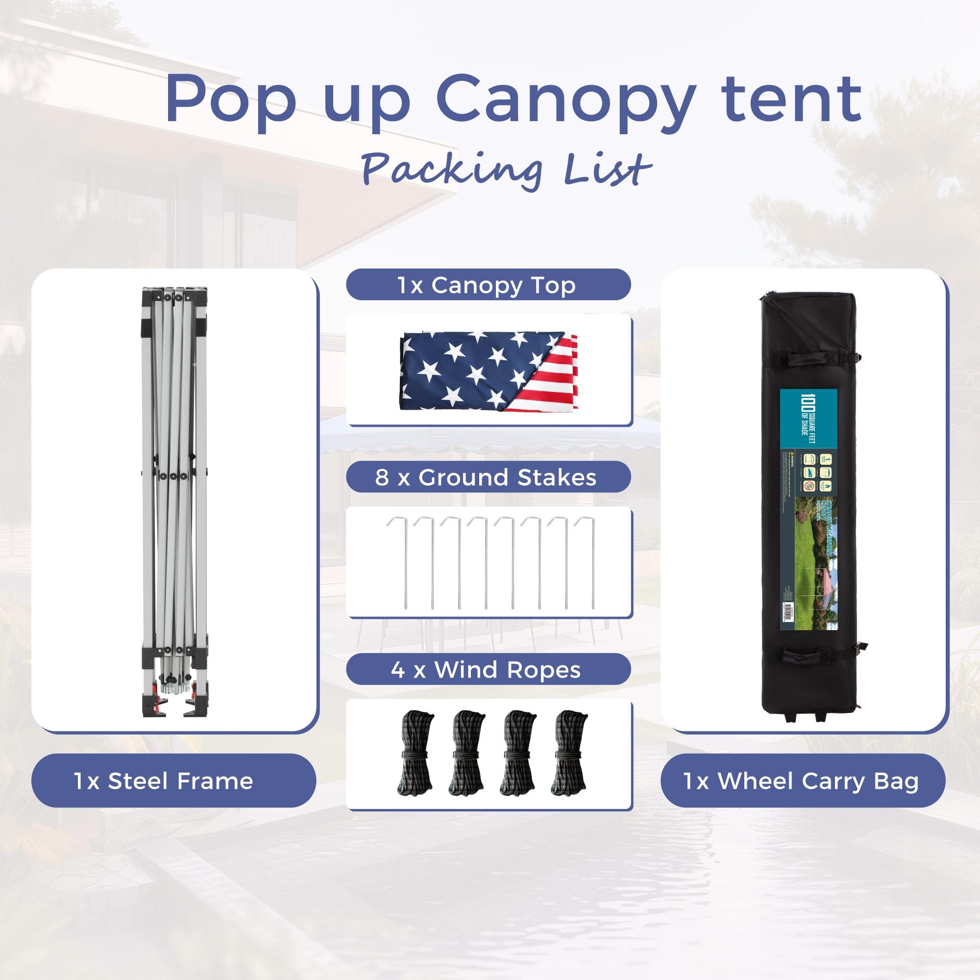 EAGLE PEAK Pop Up Canopies 10 Ft. W x 10 FT. D Metal Party Tent Canopy