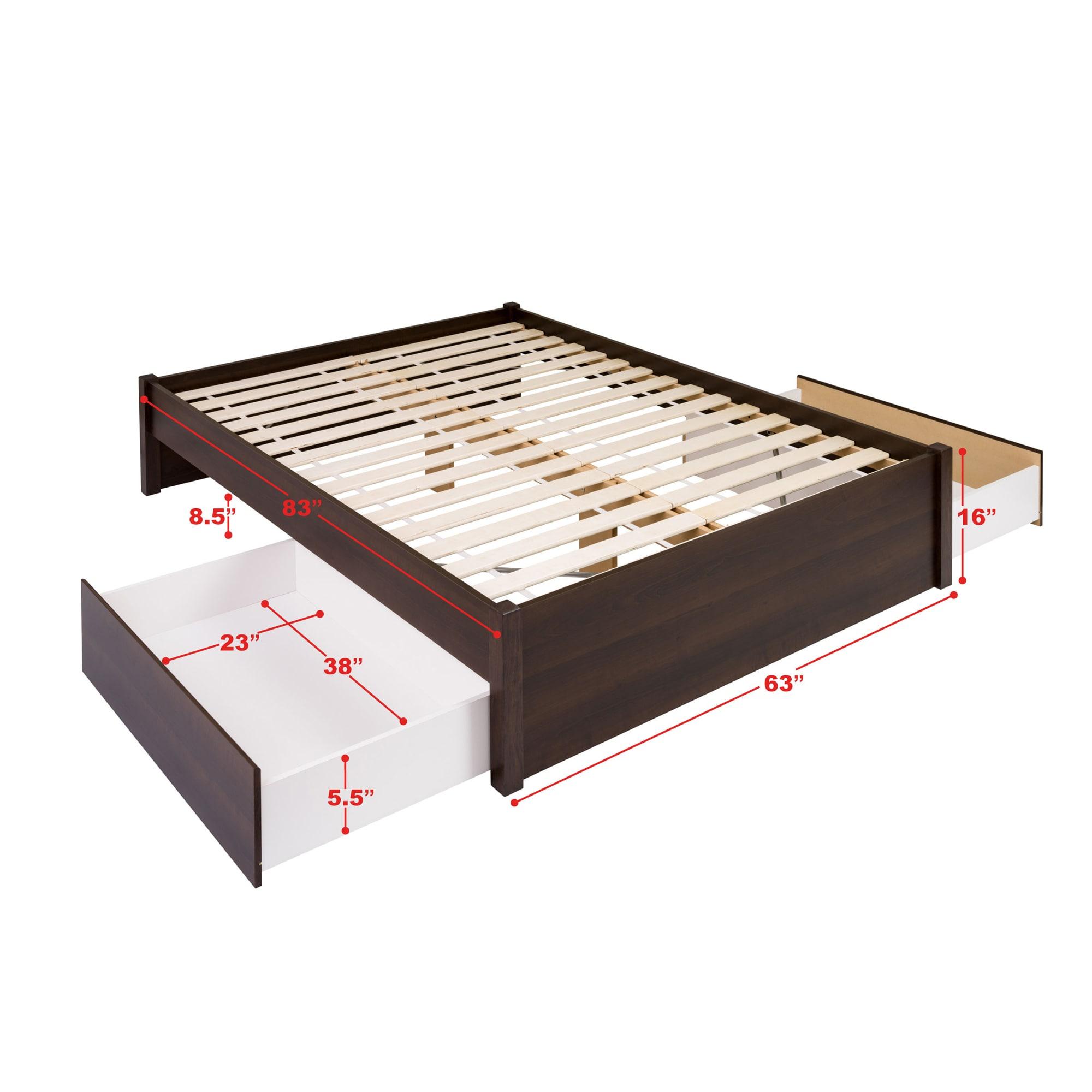 Prepac Select King 4-Post Platform Bed with 2 Drawers in Espresso