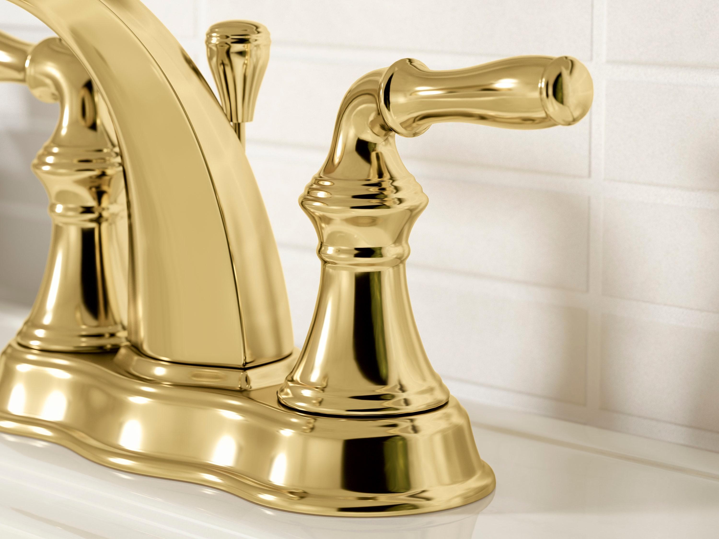 Devonshire Polished Brass Double Handle Bathroom Sink Faucet