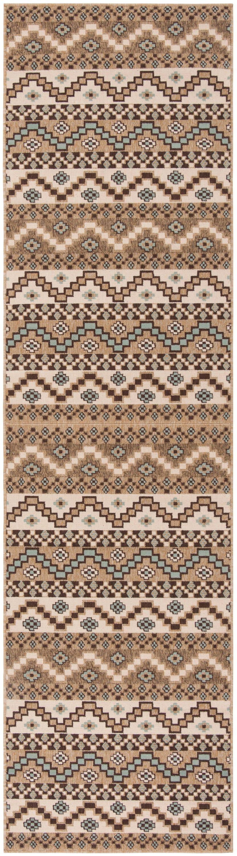 Veranda VER095 Power Loomed Indoor/Outdoor Runner Rug - Creme/Brown - 2'3"x10' - Safavieh.