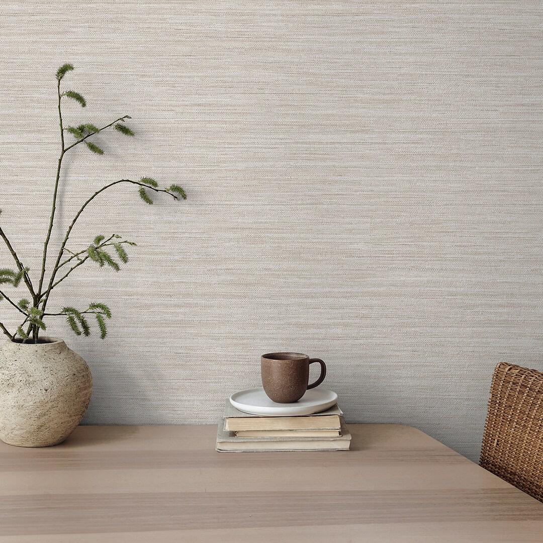 Tempaper & Co.® Faux Horizontal Grasscloth Removable Peel and Stick Wallpaper, Textured Ecru, 28 sq. ft.: Vinyl, Prepasted, Abstract Pattern