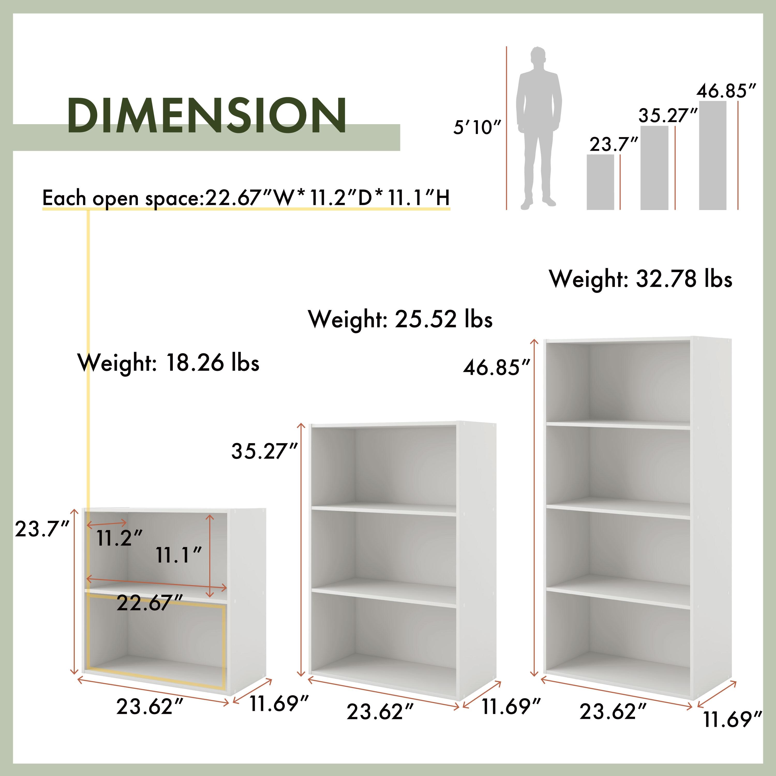 24/7 Shop At Home 46.9" Silkpath Modern 4 Tier Stackable and Modular Bookcase White: Modular Organizer, Open Shelving