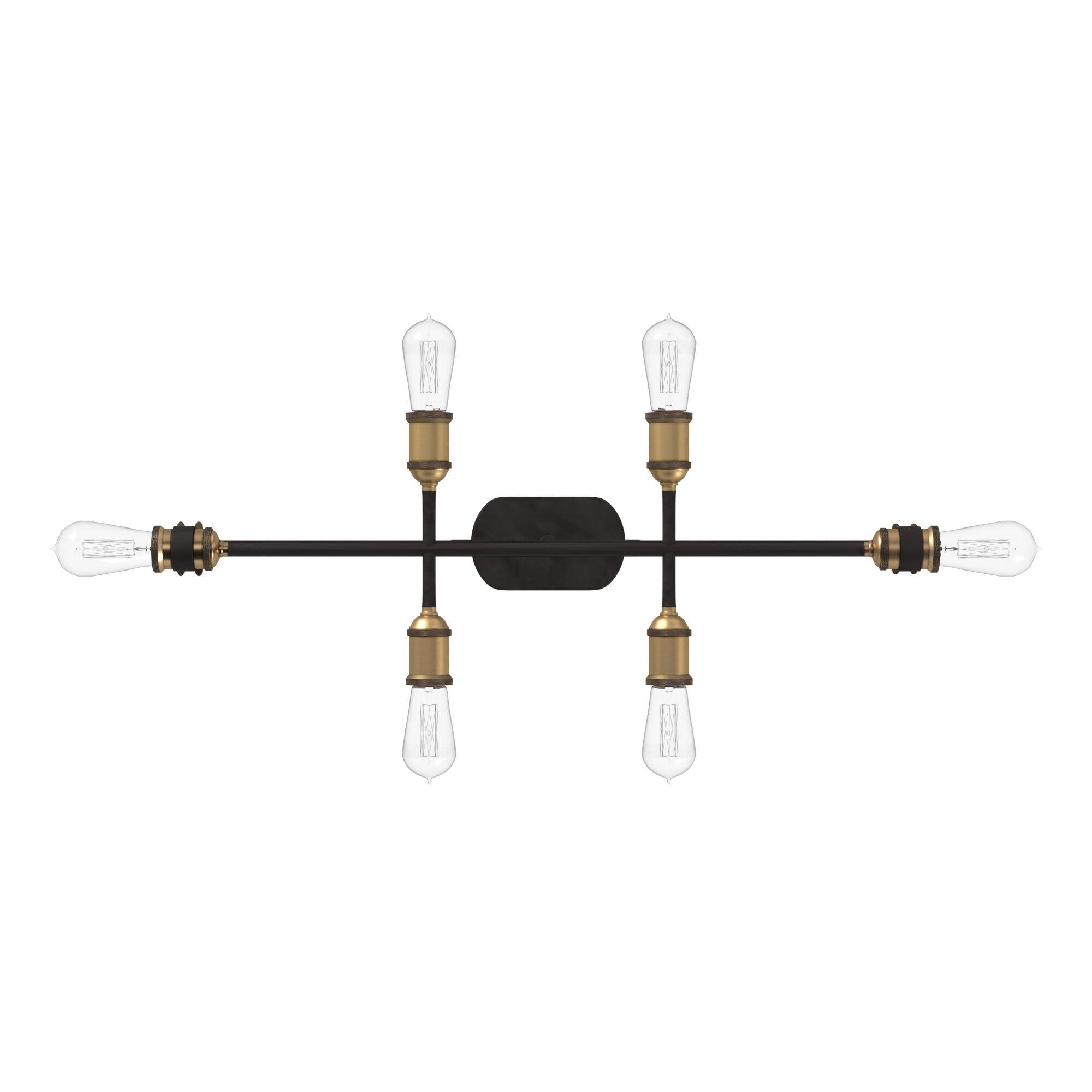 Vintage Bronze and Brass 6-Light Linear Chandelier
