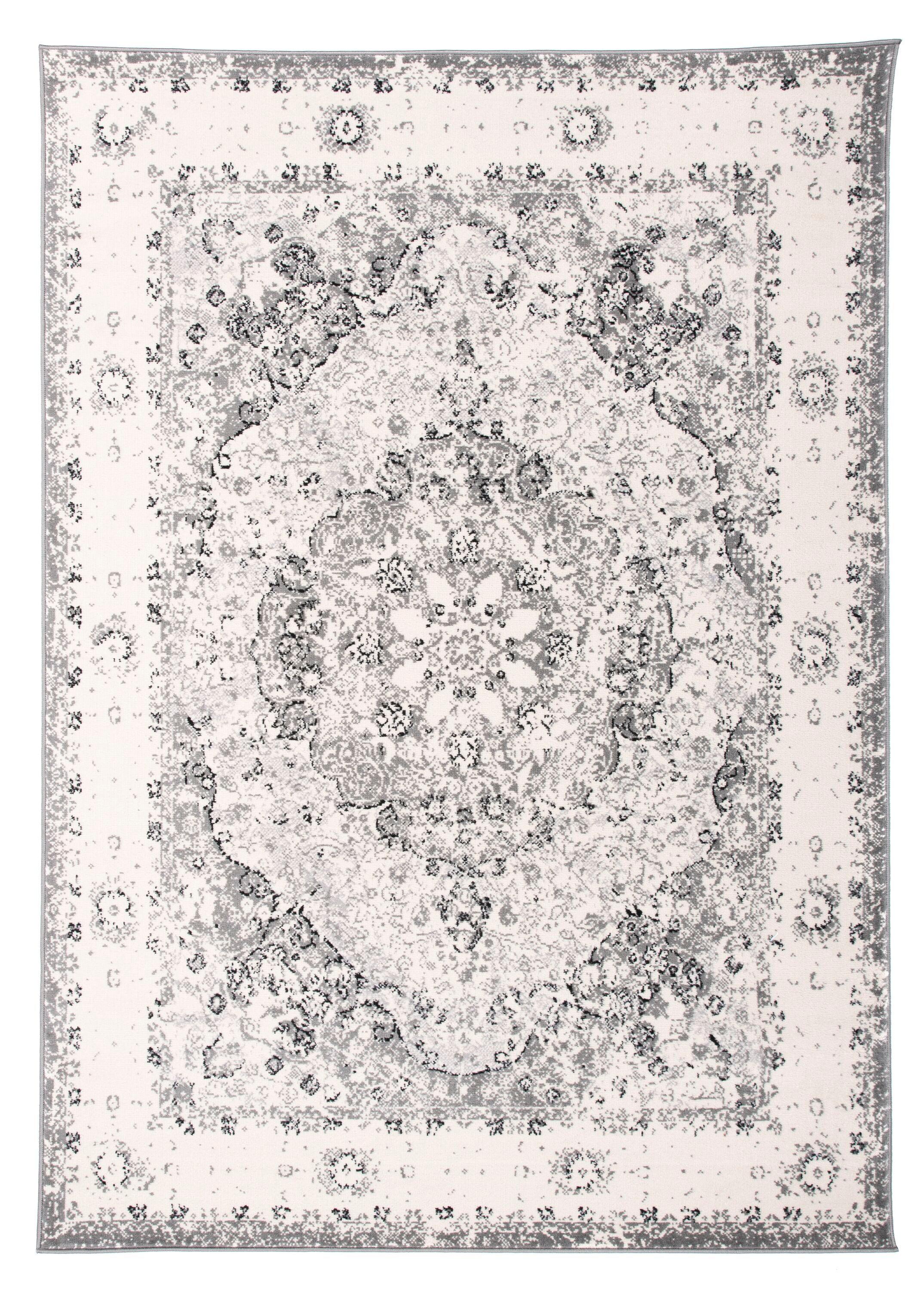 World Rug Gallery Vintage Oriental Distressed Medallion Gray 3'3" x 5' Area Rug:  Stain-Resistant,  Low Pile,  Pet Friendly