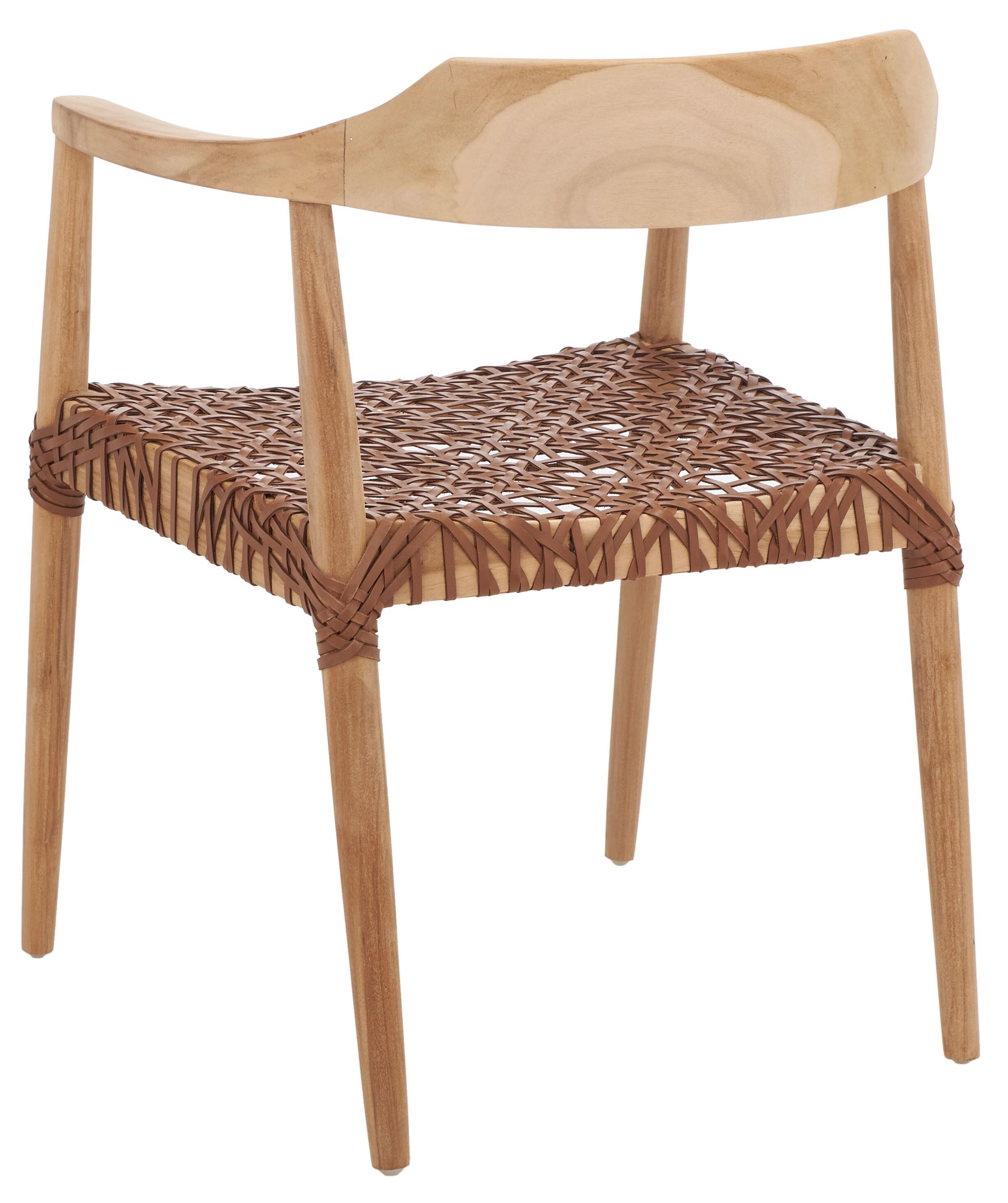 Munro Leather Woven Accent Chair - ACH1005 - Natural/Light Honey - Safavieh