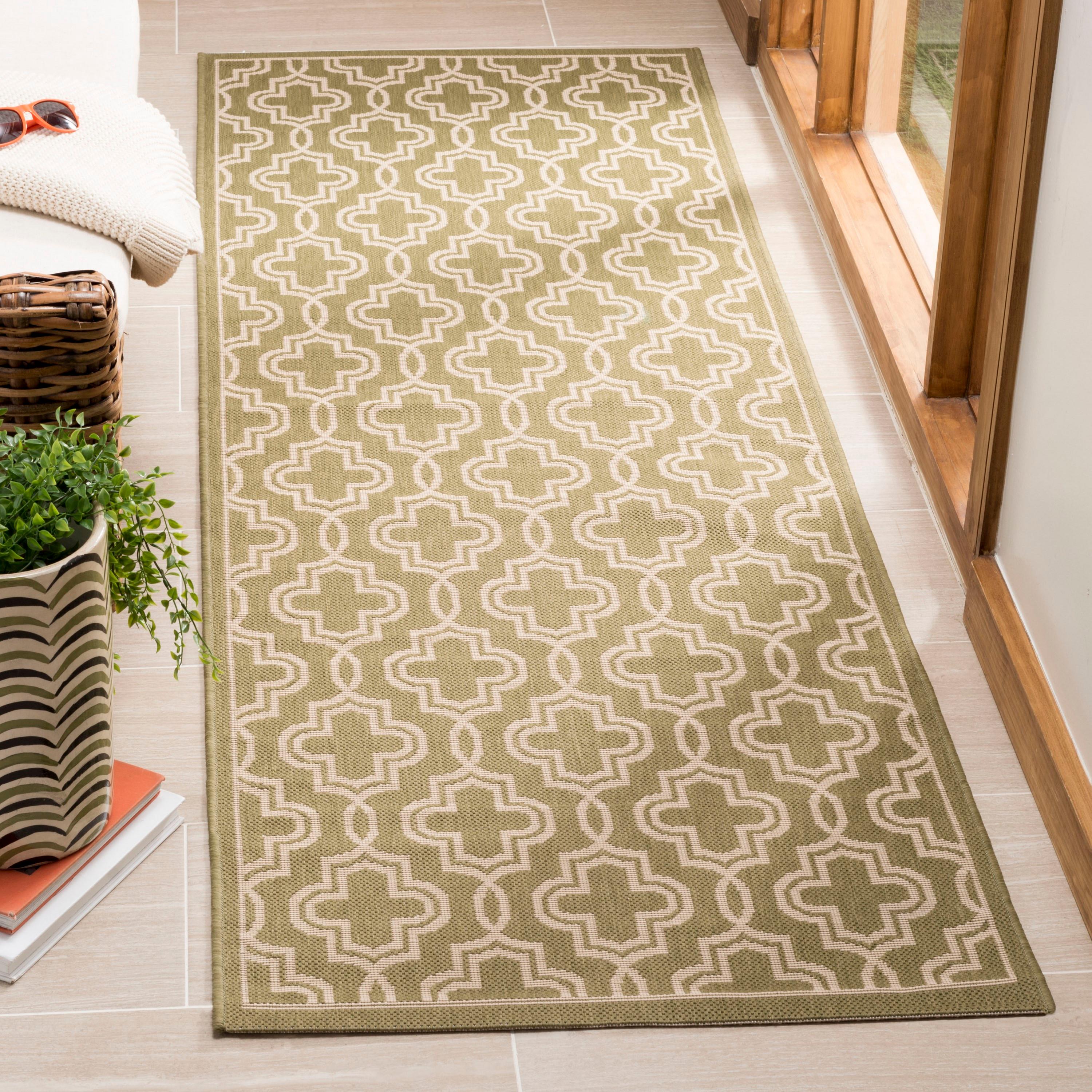 Martha Stewart Collection - MSR4274 - Indoor Power Loomed Runners - Green/Beige - 2'7"x8'2"