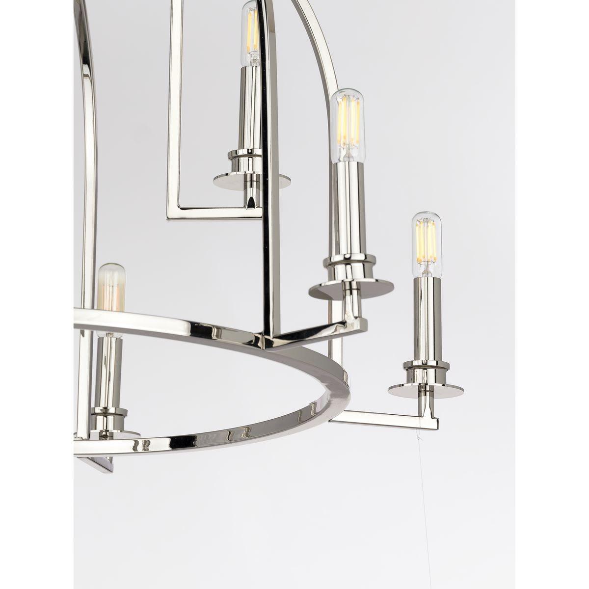 P400187-104-Progress Lighting-Seneca - Chandeliers Light - 9 Light in Farmhouse style - 30 Inches wide by 20.88 Inches high-Polished Nickel Finish