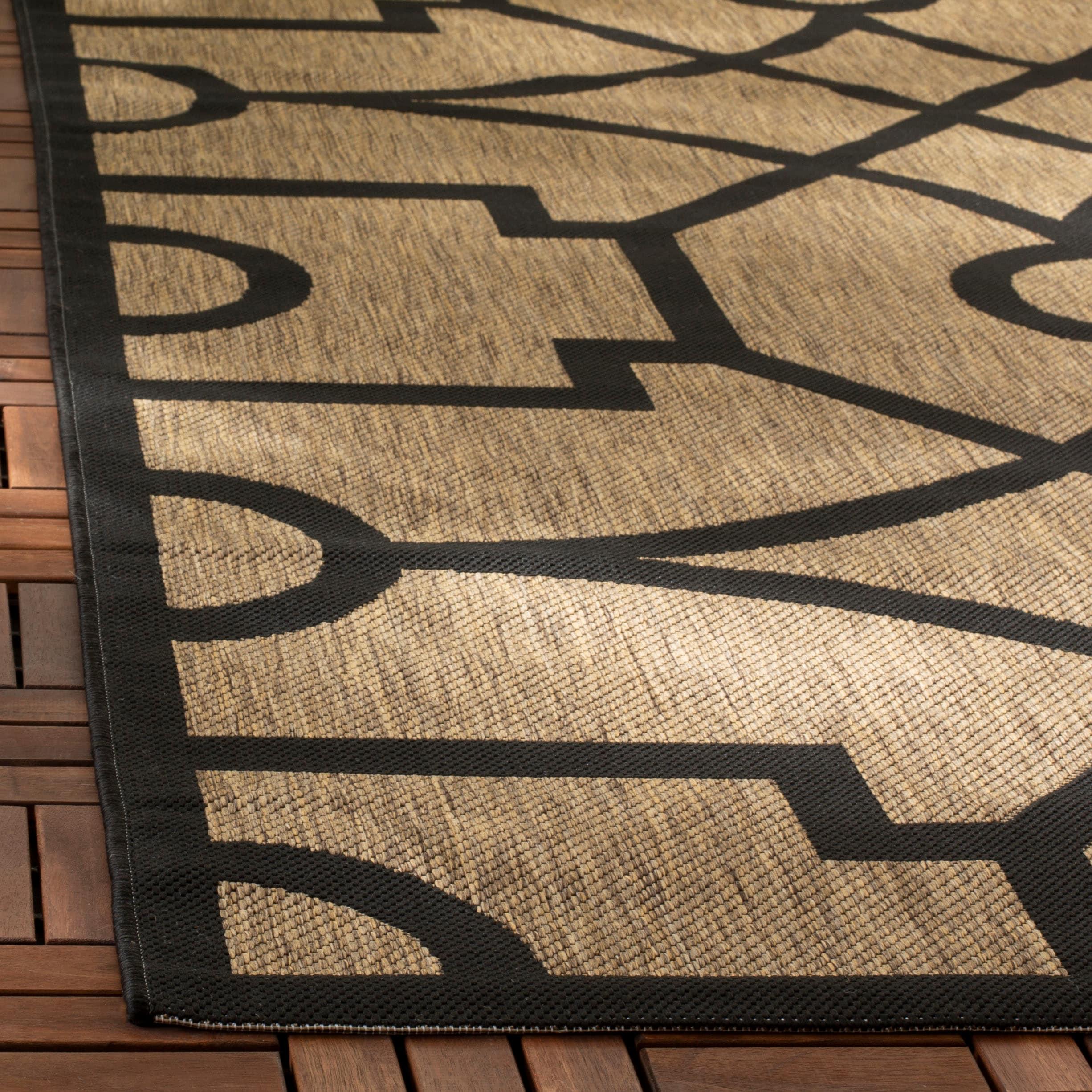 Martha Stewart Fretwork - MSR4121 - Indoor Power Loomed Runners - Dark Beig/Black - 2'7"x5'