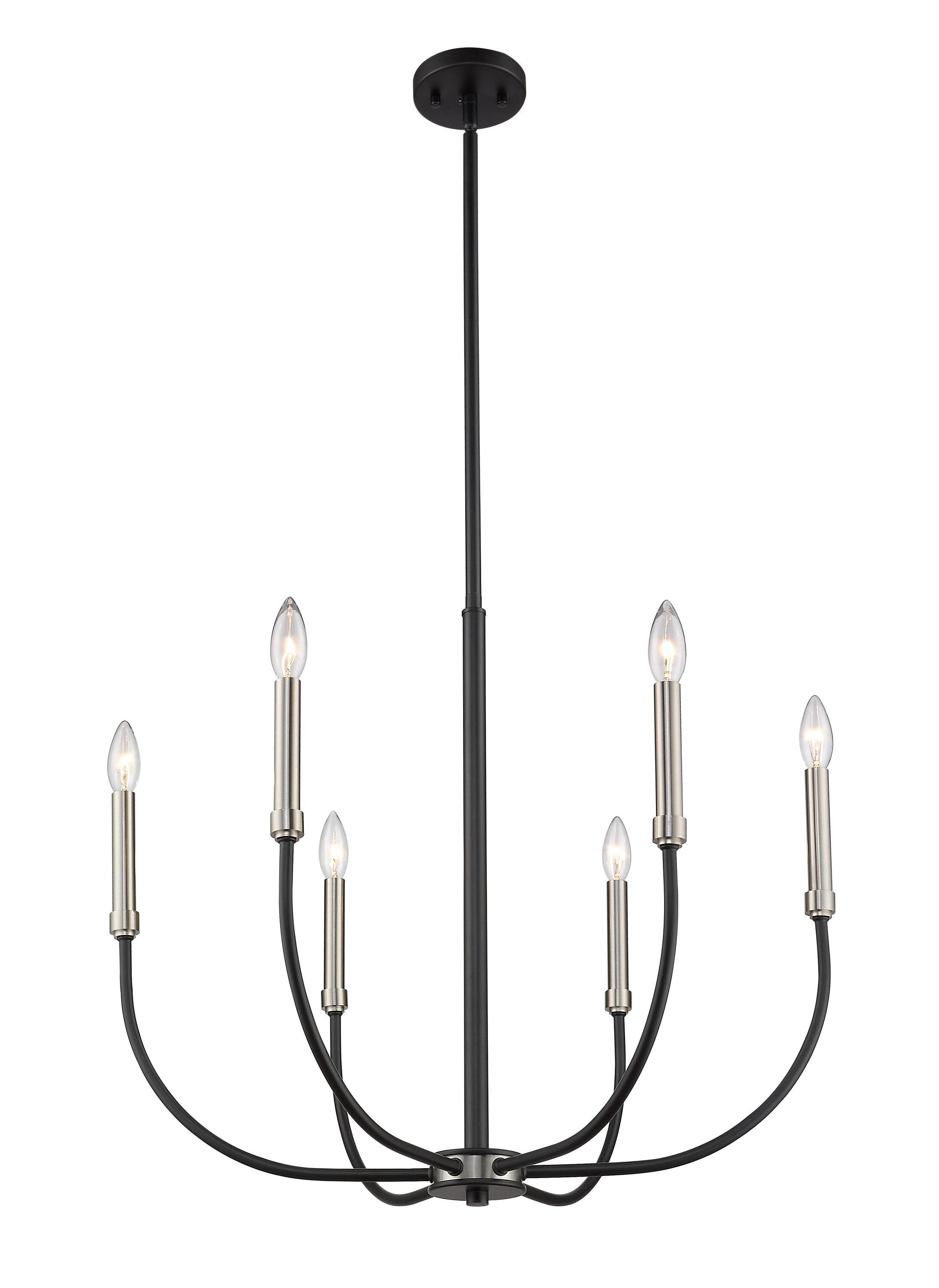 Z-Lite Haylie 6 - Light Chandelier in  Matte Black/Brushed Nickel