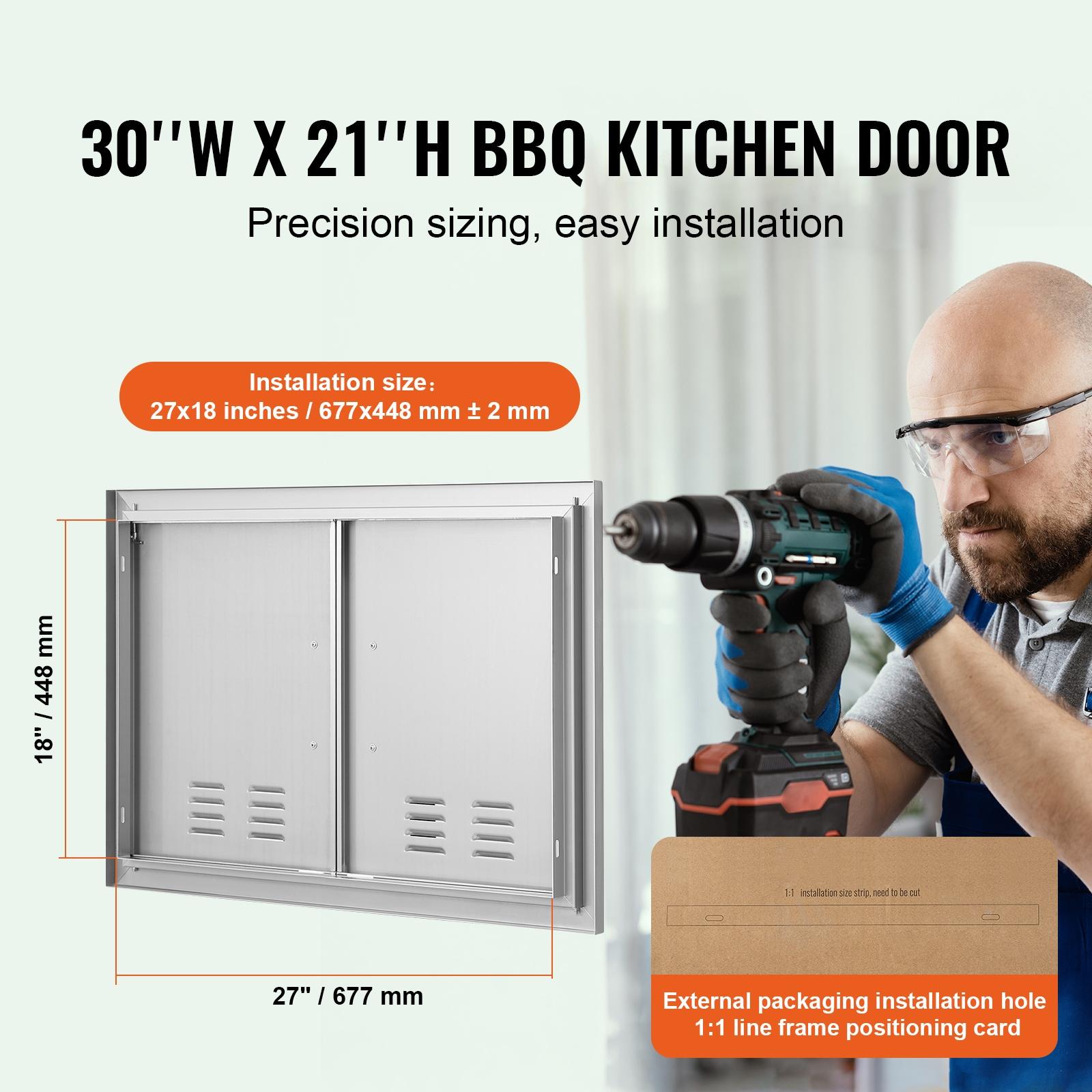 BBQ Access Door, 30W x 21H Inch Double Outdoor Kitchen Door