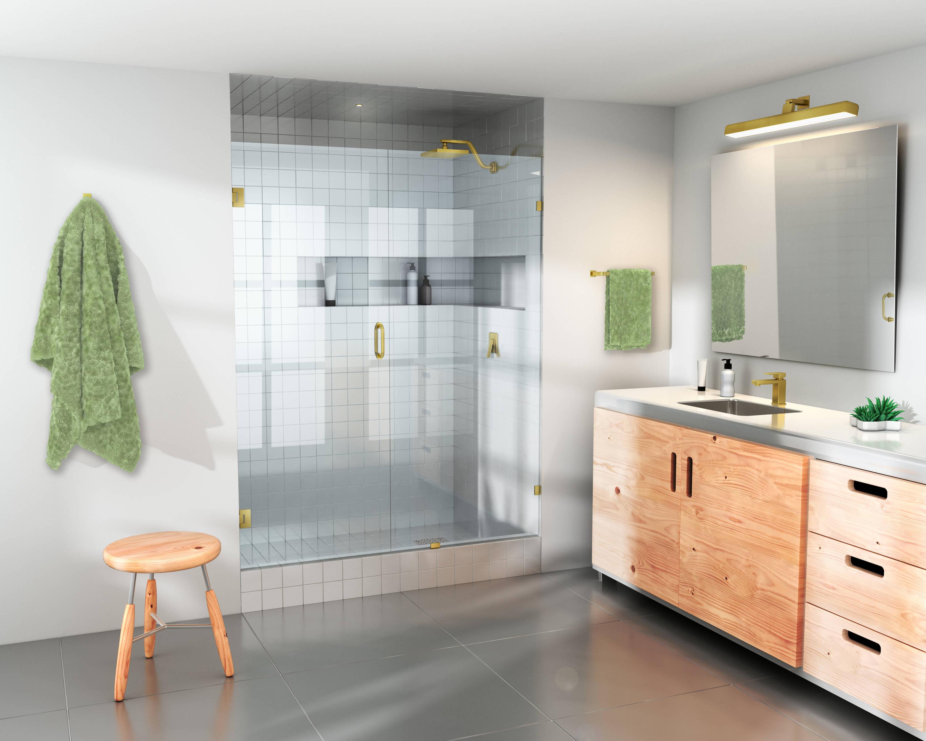 58 in. x 78 in. Fully Frameless Wall Hinge Shower Door