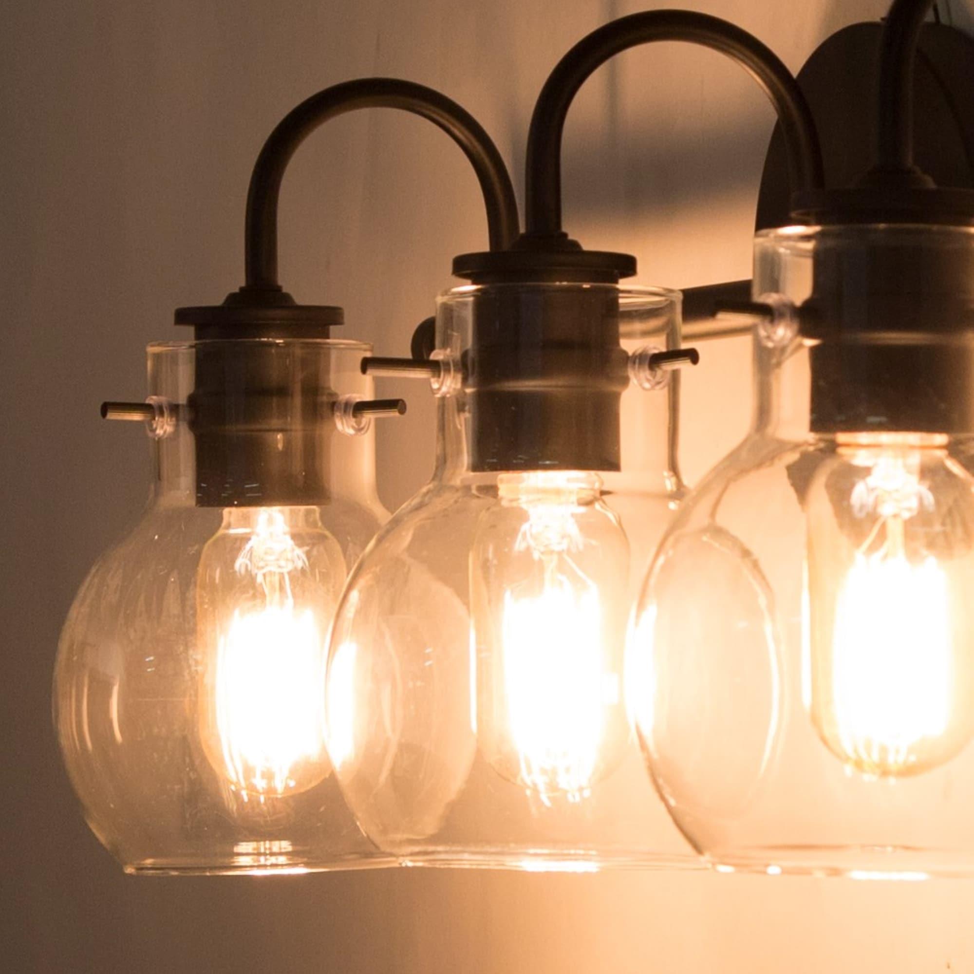 LNC Charm 22-in 3 -Light Matte Black Farmhouse Vanity light bar