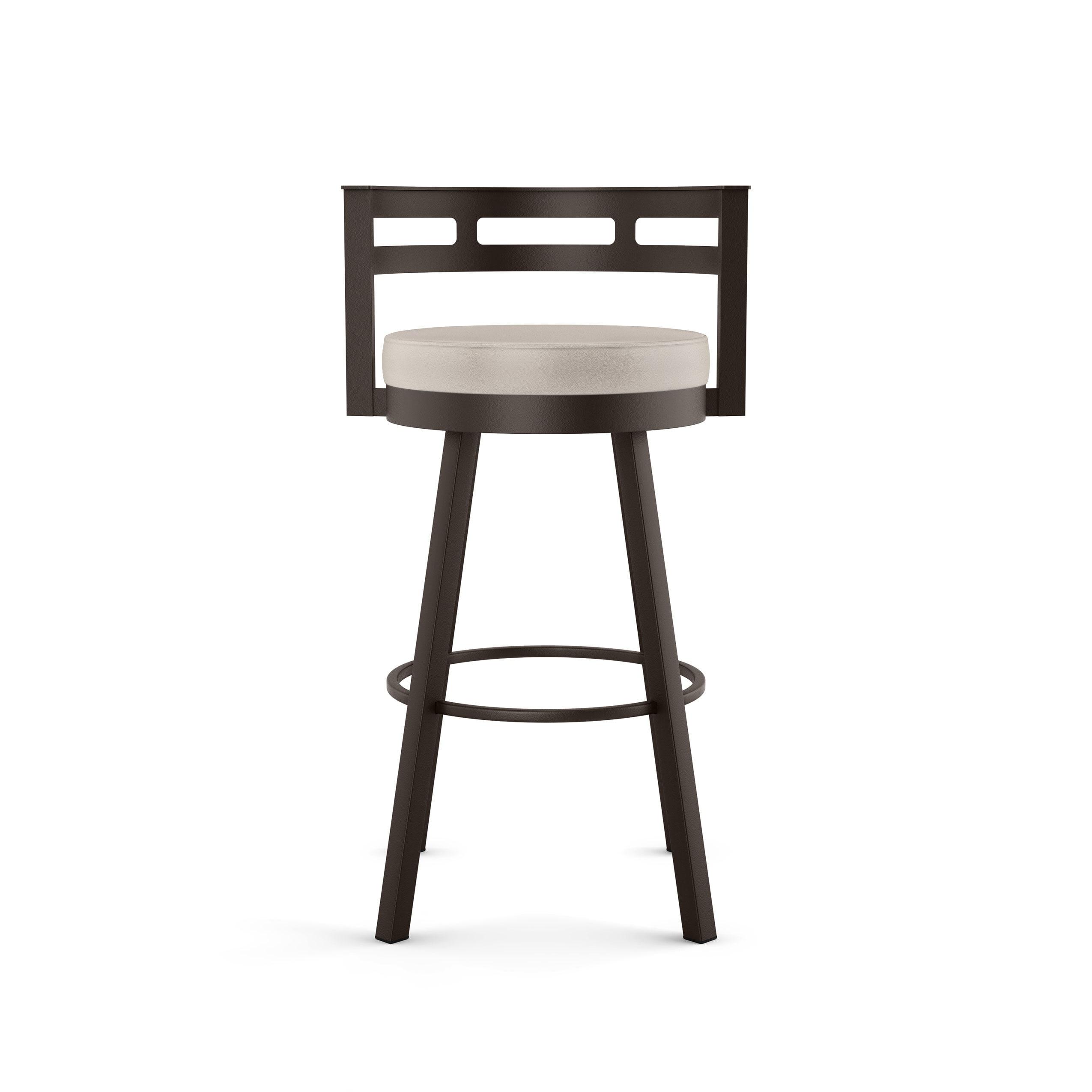 Amisco Render Upholstered Counter Height Barstool Cream/Dark Brown: Faux Leather, Steel Frame, 26" Seat