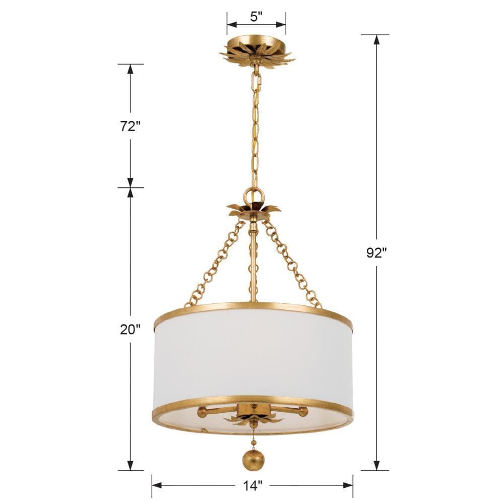 Crystorama Lighting Broche 3 - Light Chandelier in  Antique Gold