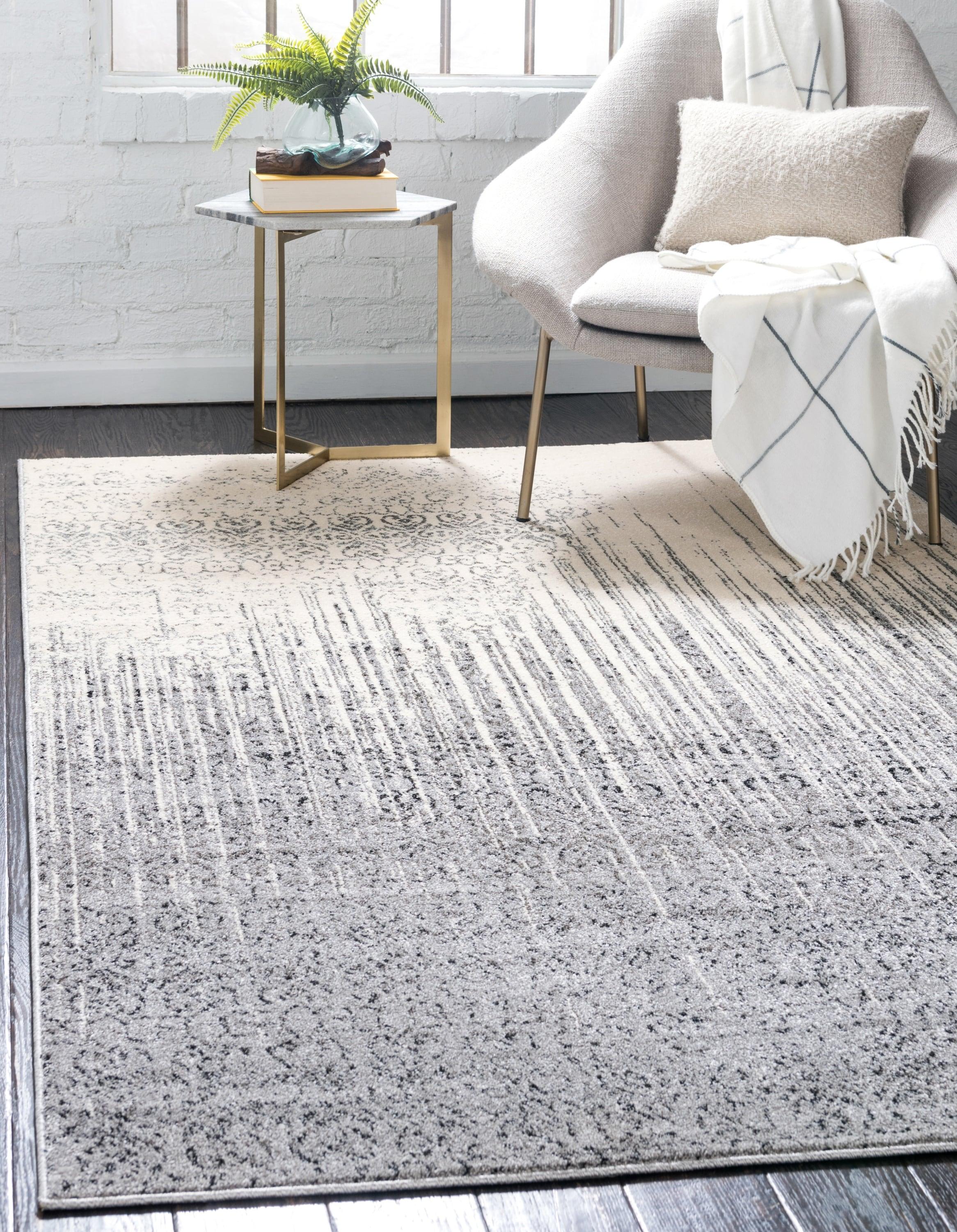 Unique Loom Del Mar Collection Area Rug - Jennifer (4' 1" x 6' 1" Rectangle Gray/Black)