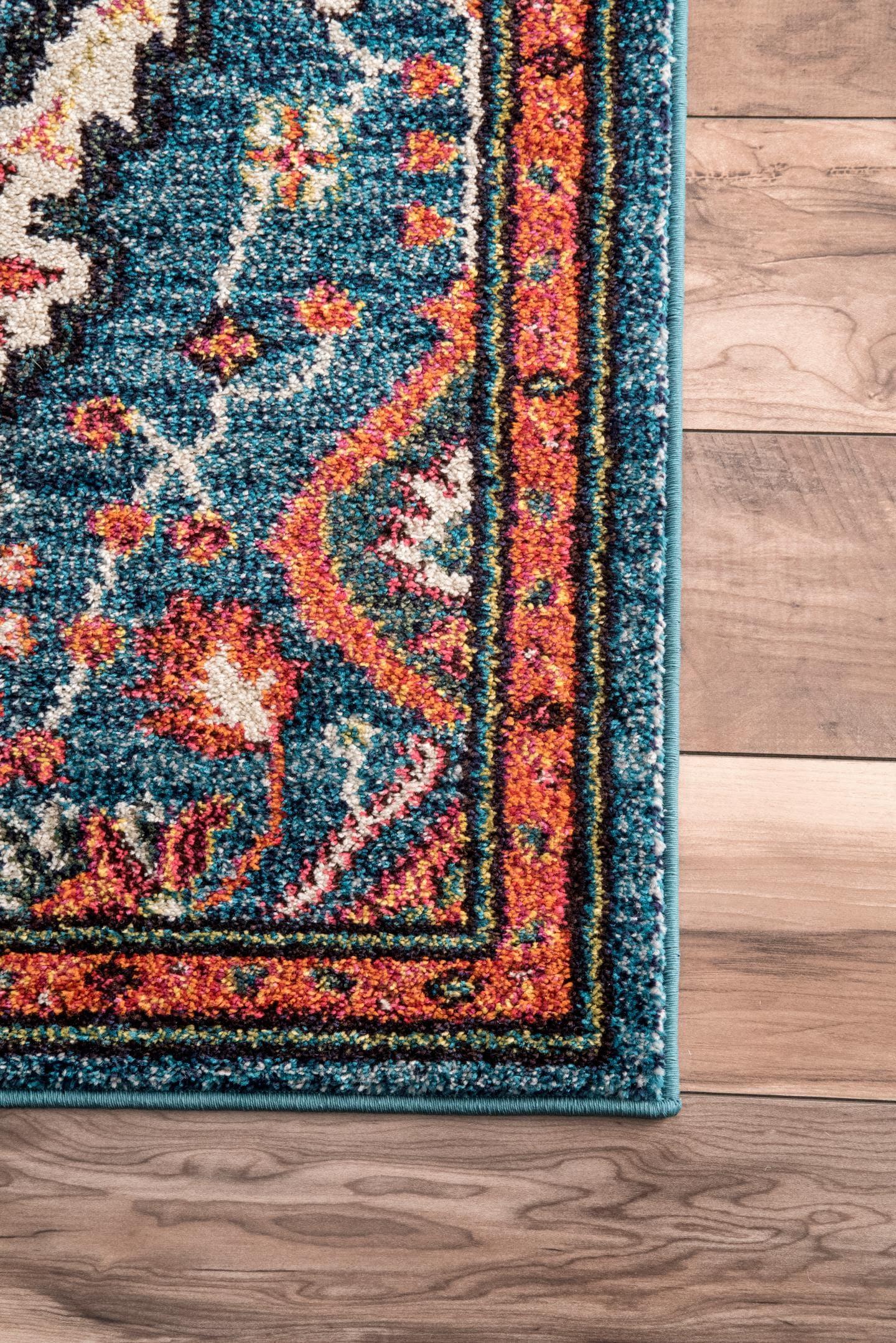 4'x6' Diamond Elayne Area Rug - nuLOOM: Geometric Blue, Low Pile, Indoor, Machine Made, Polypropylene