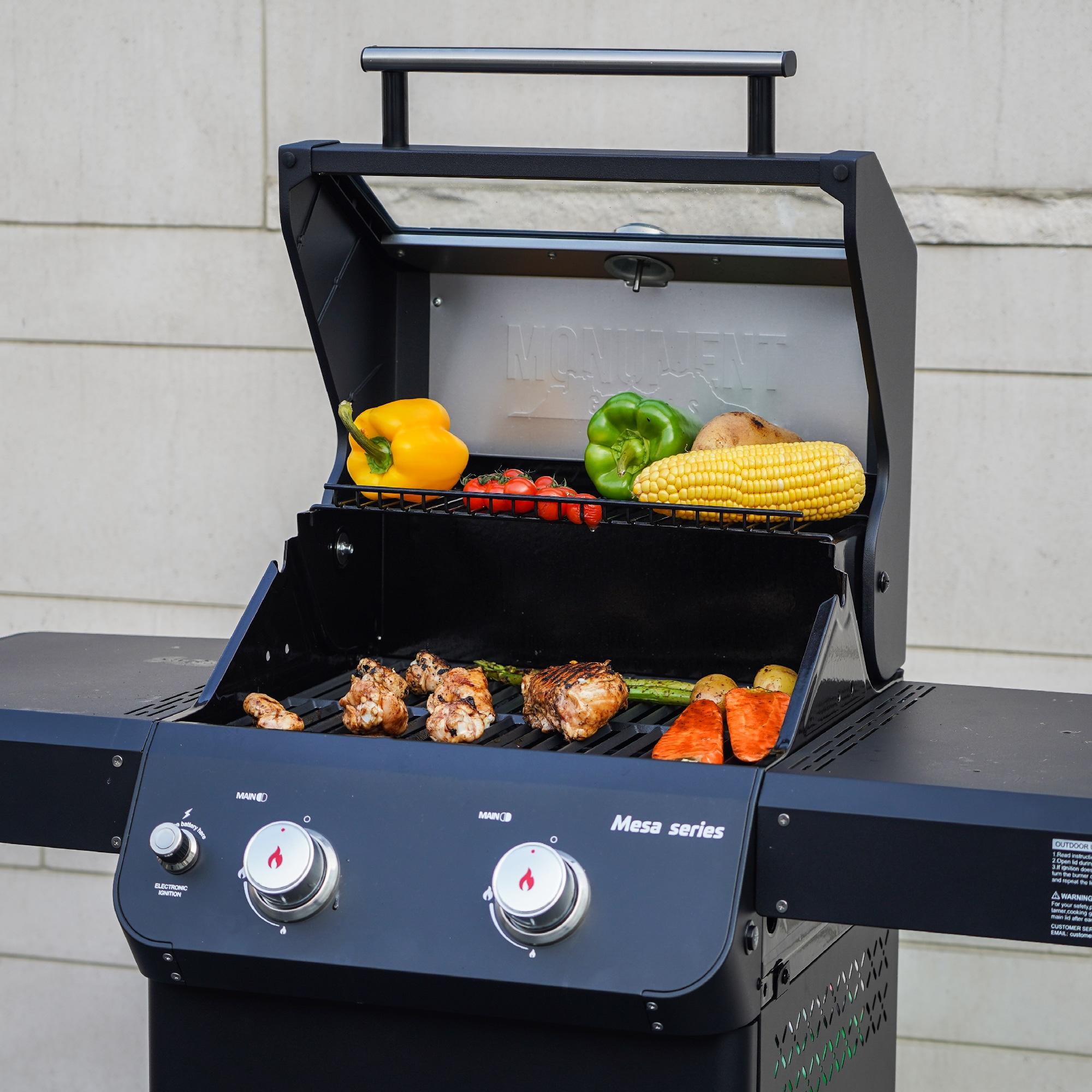 Monument Grills Mesa Series 2-Burner Free Standing Stailless Liquid Propane 24000 BTU Gas Grill with Cabinet