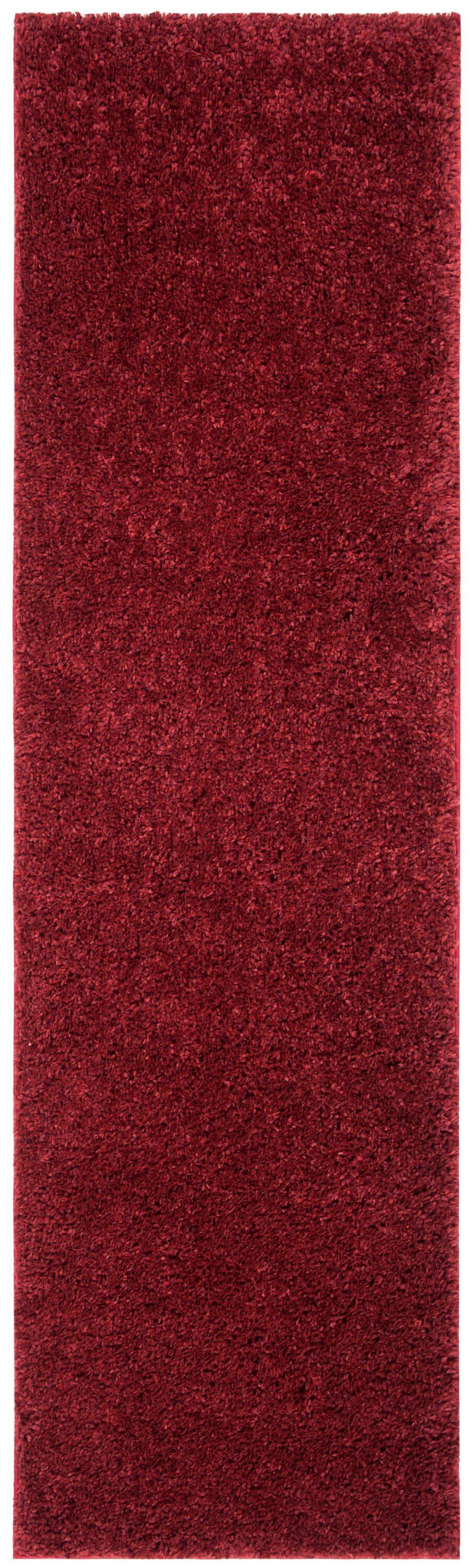 SAFAVIEH August Carlene Solid Plush Shag Runner Rug, Burgundy, 2'3" x 6'