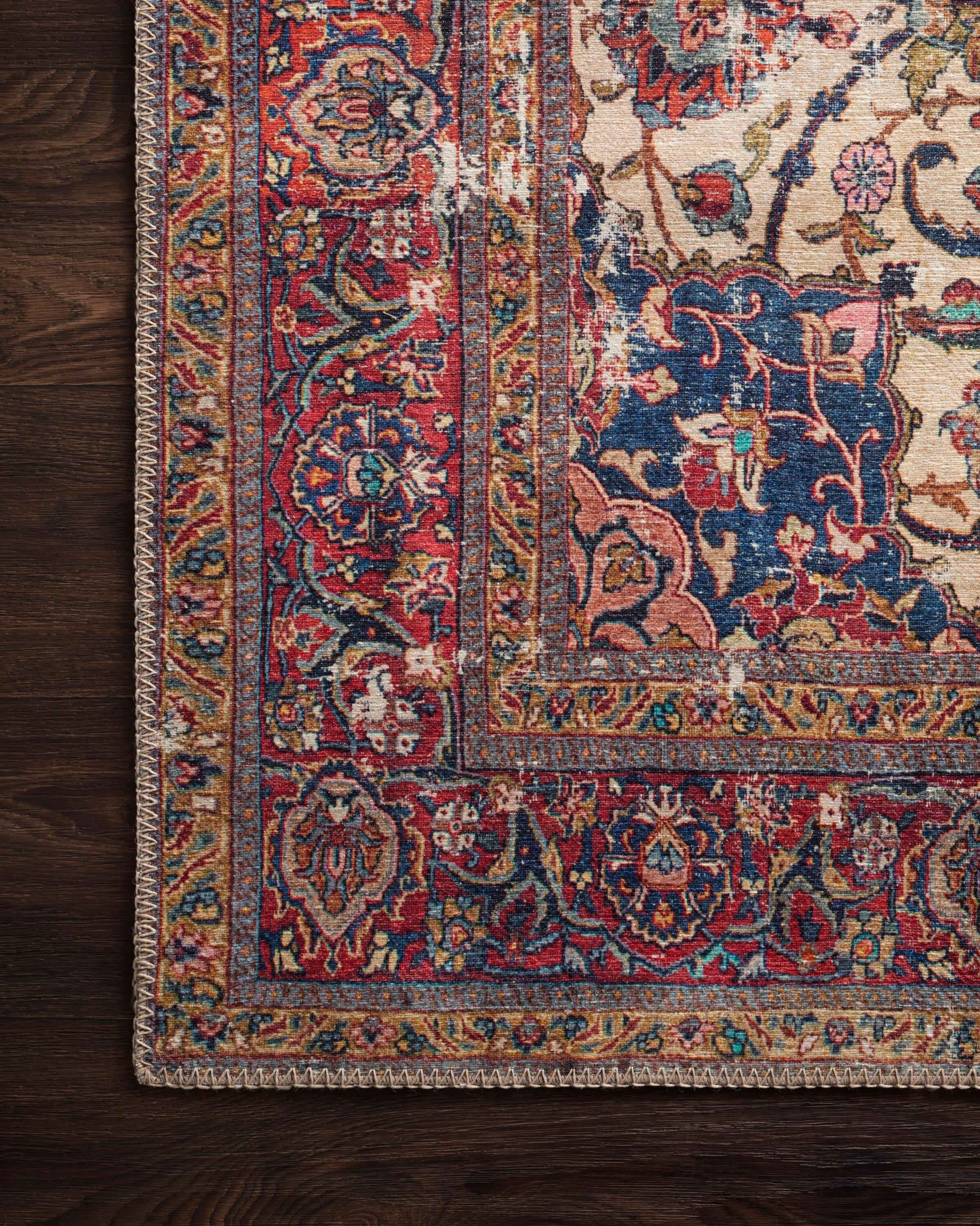 Sand and Multicolor Hand-Knotted Floral Accent Rug