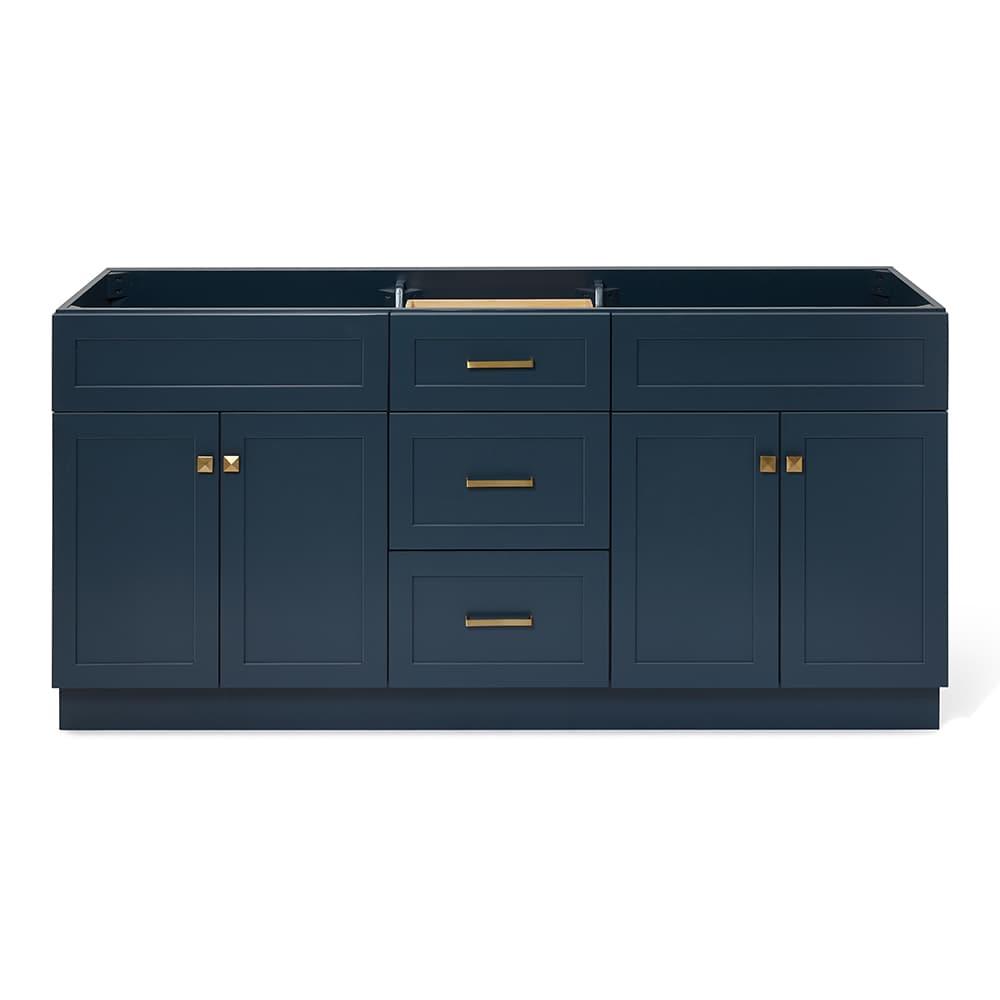 Ariel Hamlet 72 In. Double Sink Base Cabinet In Midnight Blue