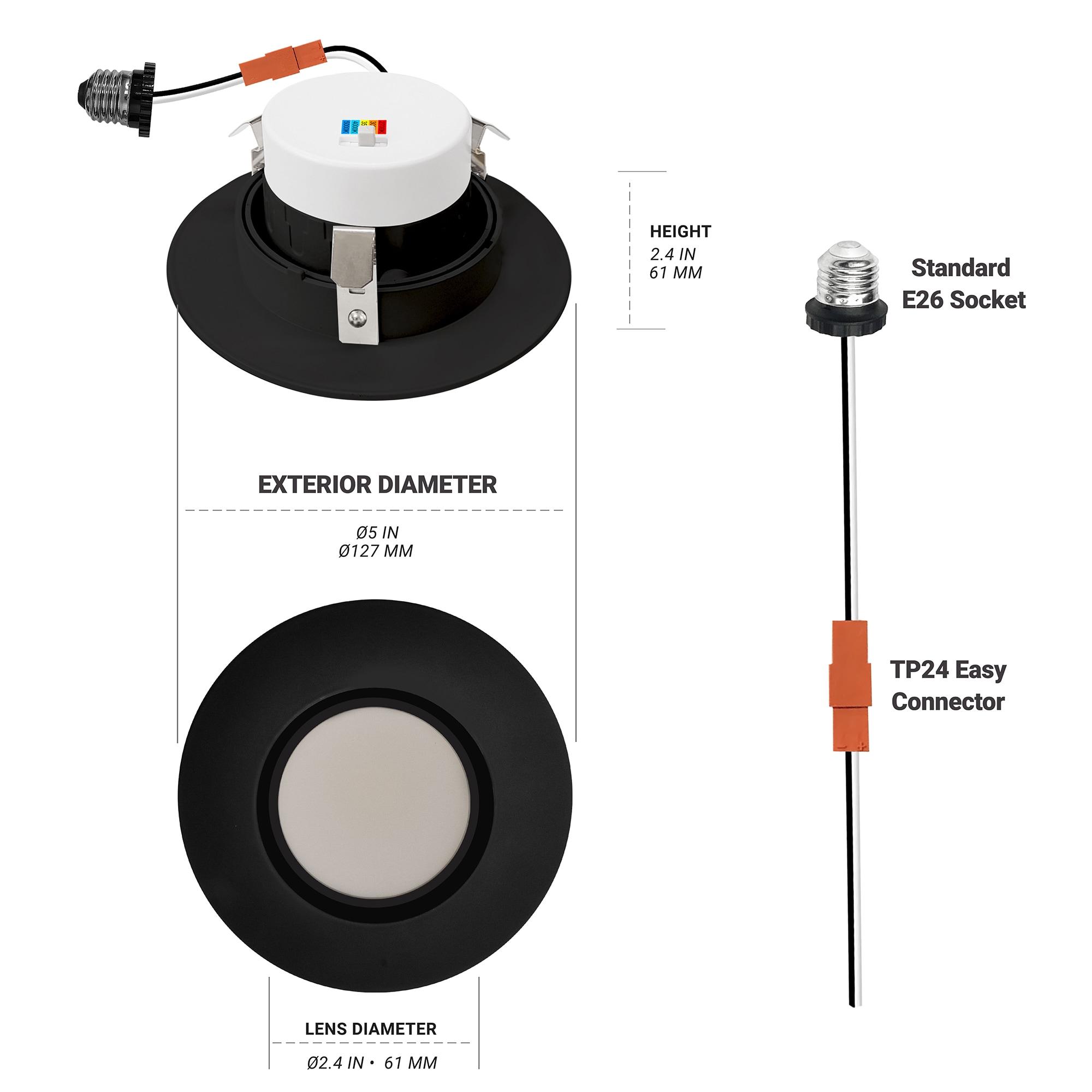 4" Gimbal Selectable CCT Remodel LED Eyeball Lens Retrofit Recessed Lighting Kit