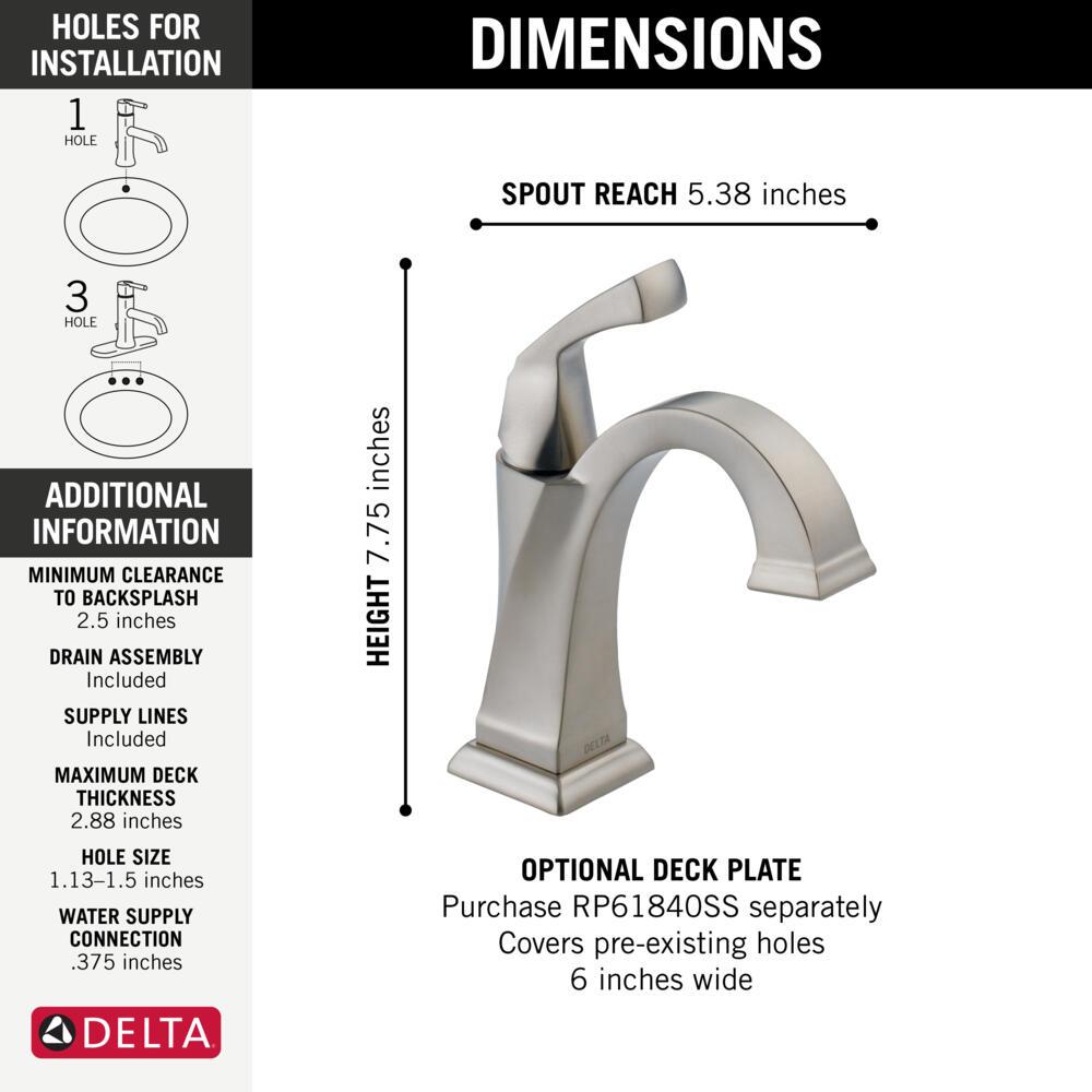 Dryden Single Hole Bathroom Faucet with Drain Assembly, Single Handle Bathroom Sink Faucet
