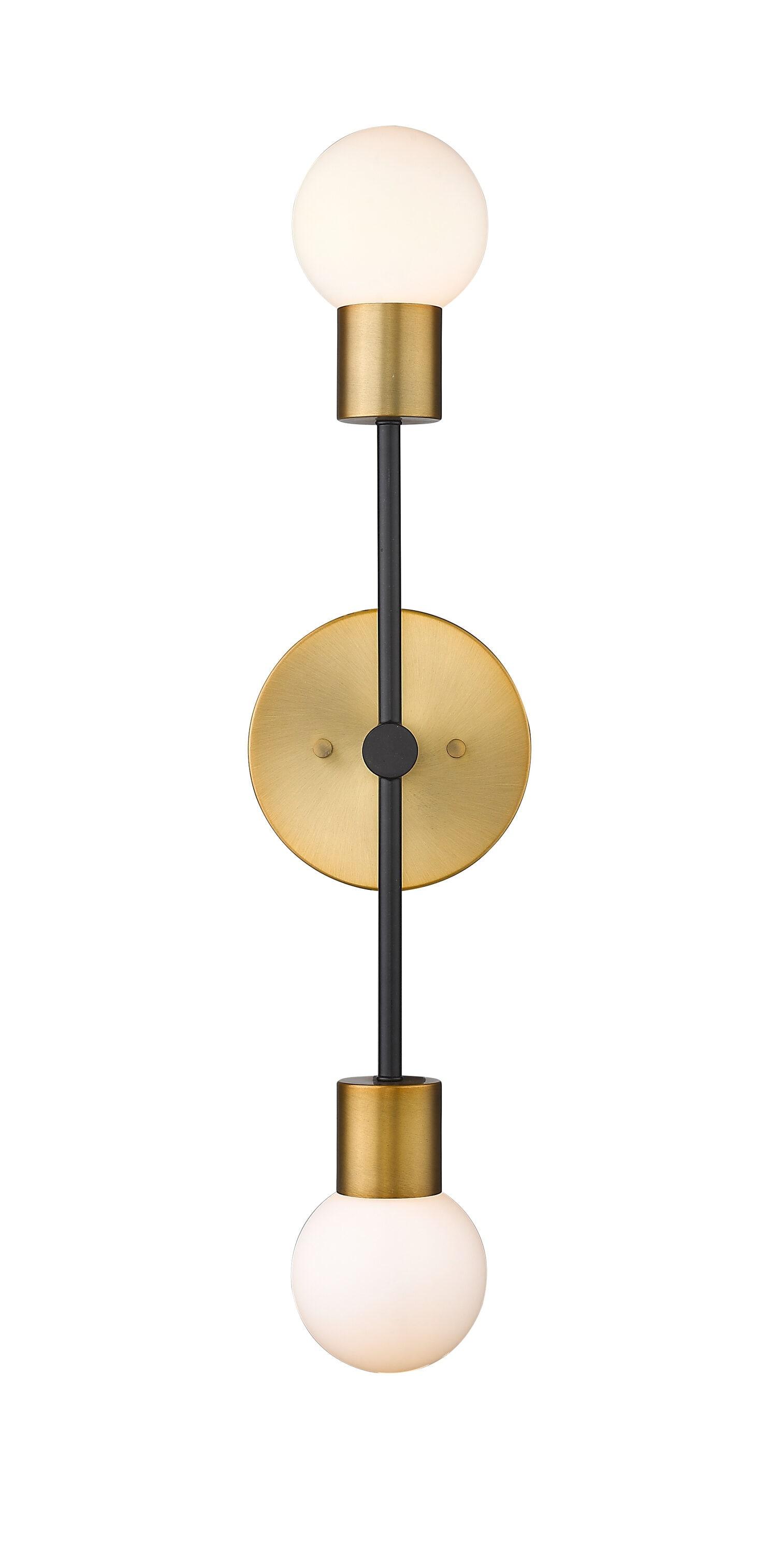 Z Lite 621-2S-MB-FB 6 in. Neutra 2 Light Matte Black & Foundry Brass Wall Sconce