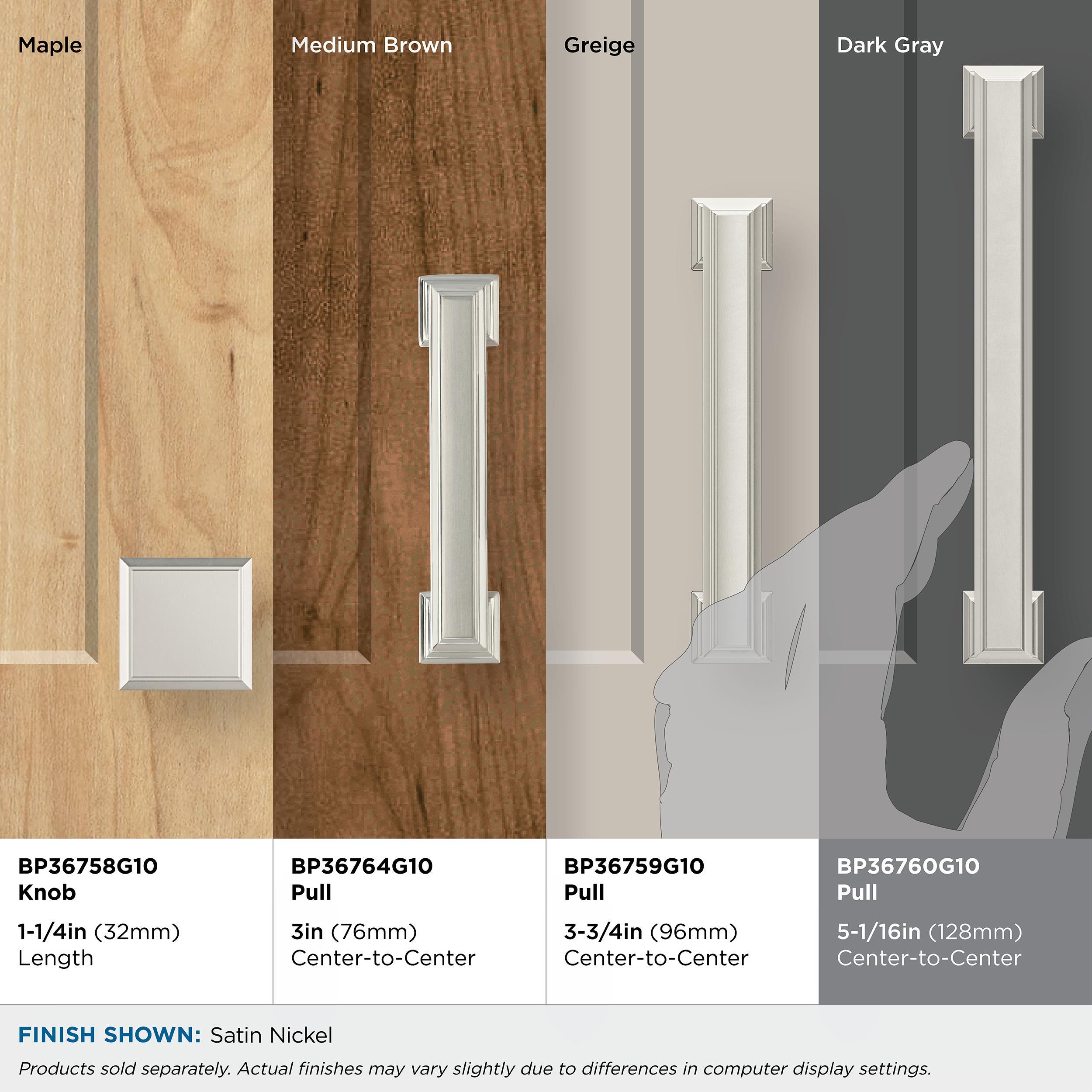 Amerock Appoint 5-1/16 inch (128mm) Center-to-Center Satin Nickel Cabinet Pull