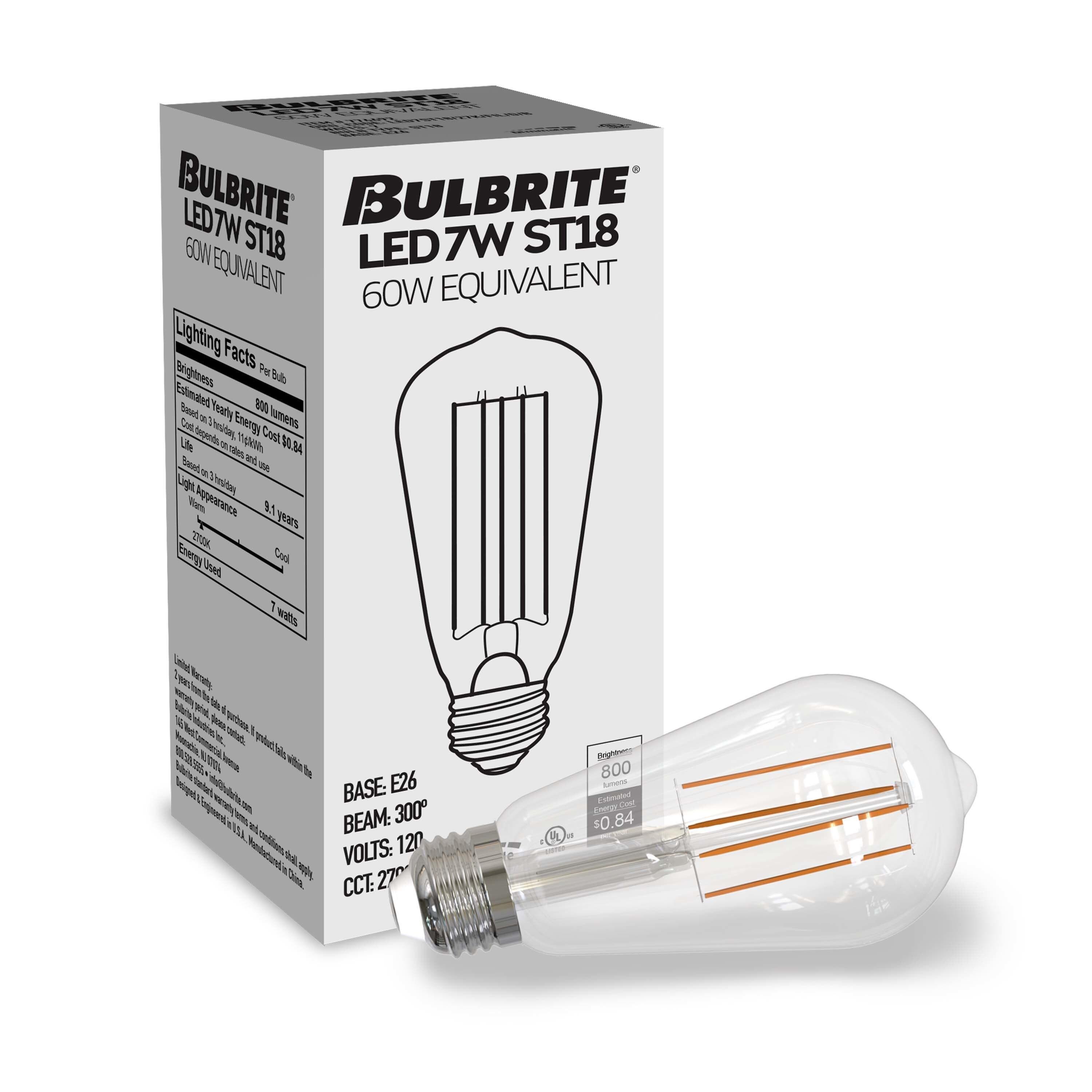 7 Watt (60 Watt Equivalent), ST18 LED, Dimmable Light Bulb, Cool White E26/Medium (Standard) Base. (Set of 8))