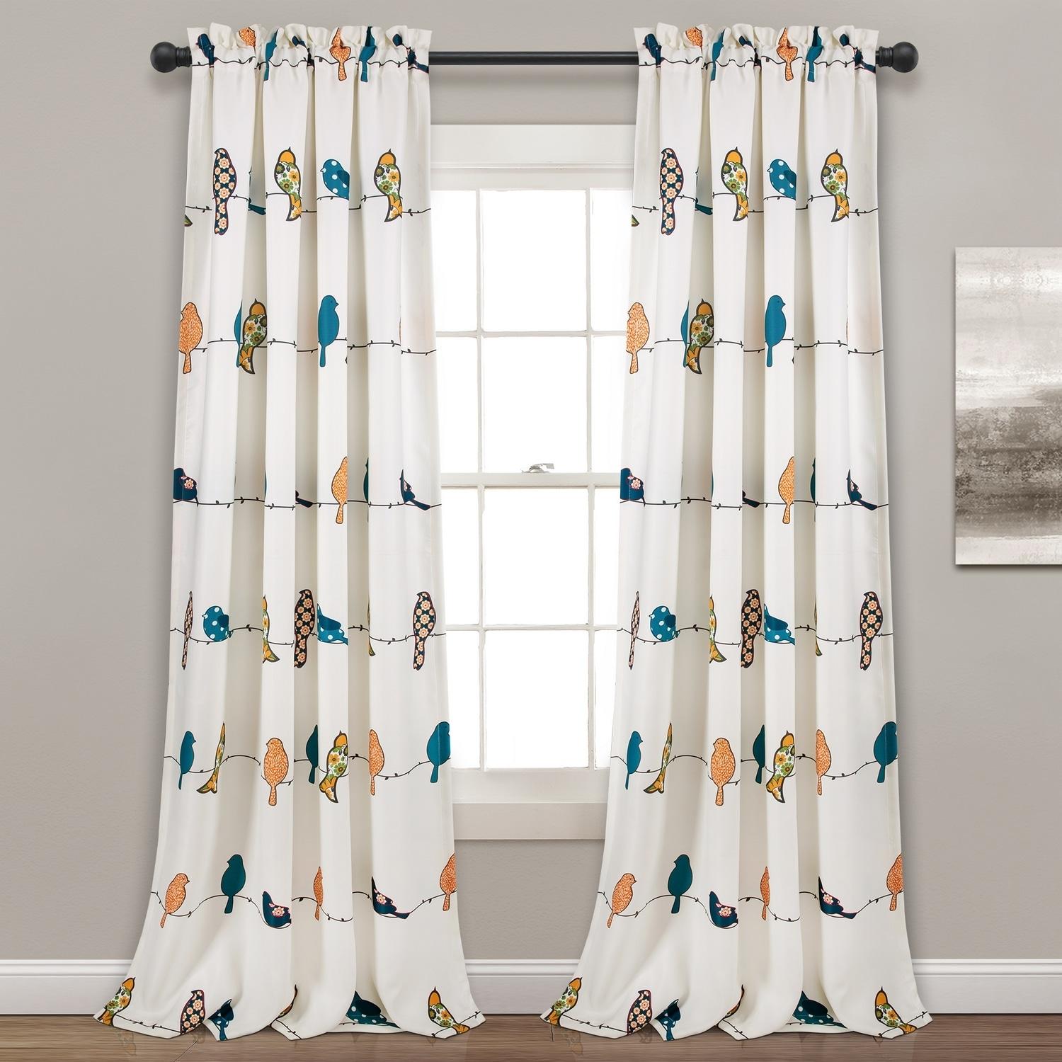 Frifoho Rowley Birds Room Darkening Thermal Rod Pocket Curtain Panels (Set of 2)