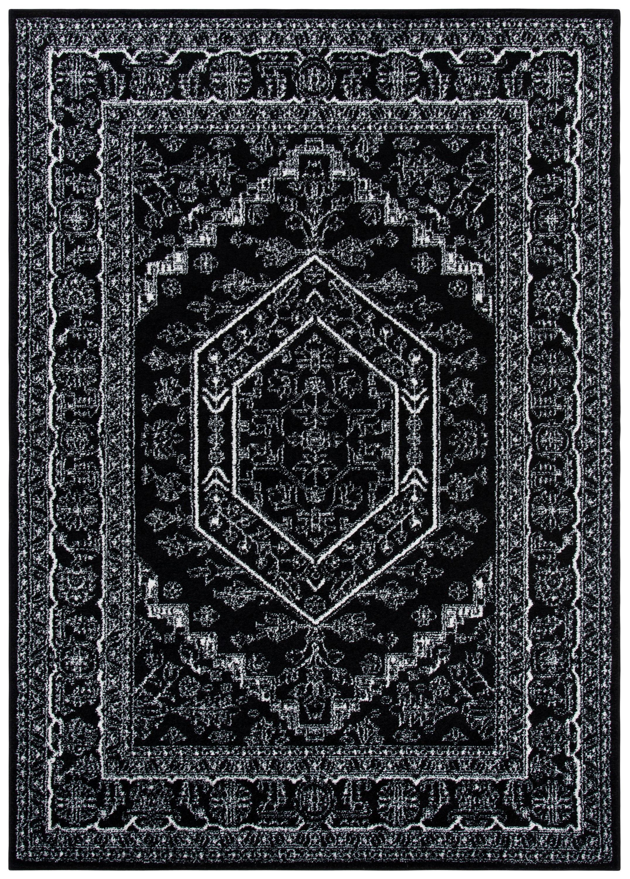 Adirondack ADR108 Power Loomed Area Rug - Black/Ivory - 5'1"x7'6" - Safavieh.