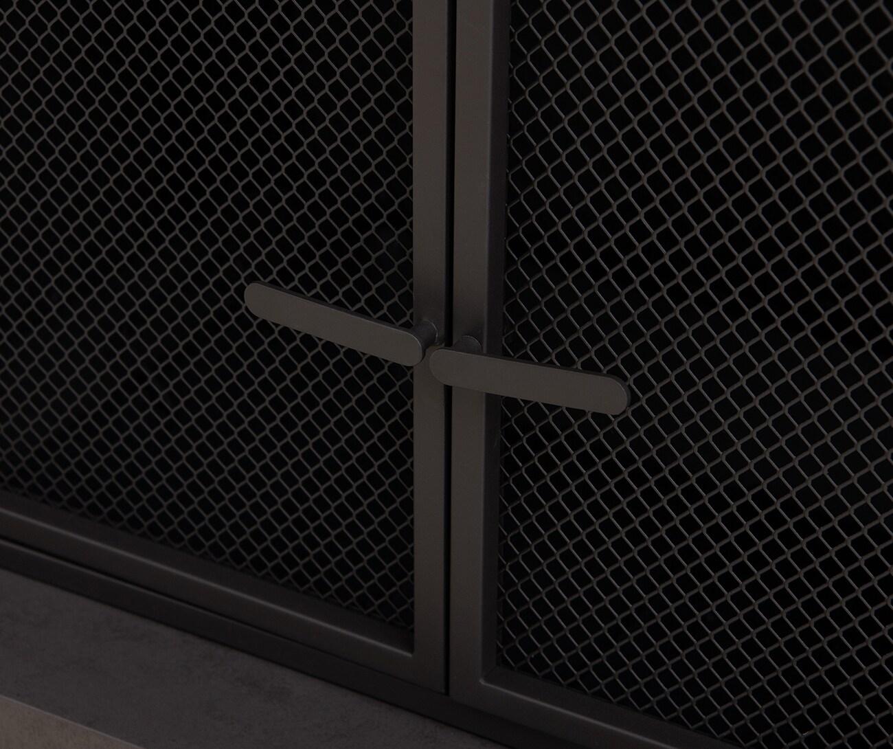 Matte Black Steel Wood-Burning Outdoor Fireplace with Chimney