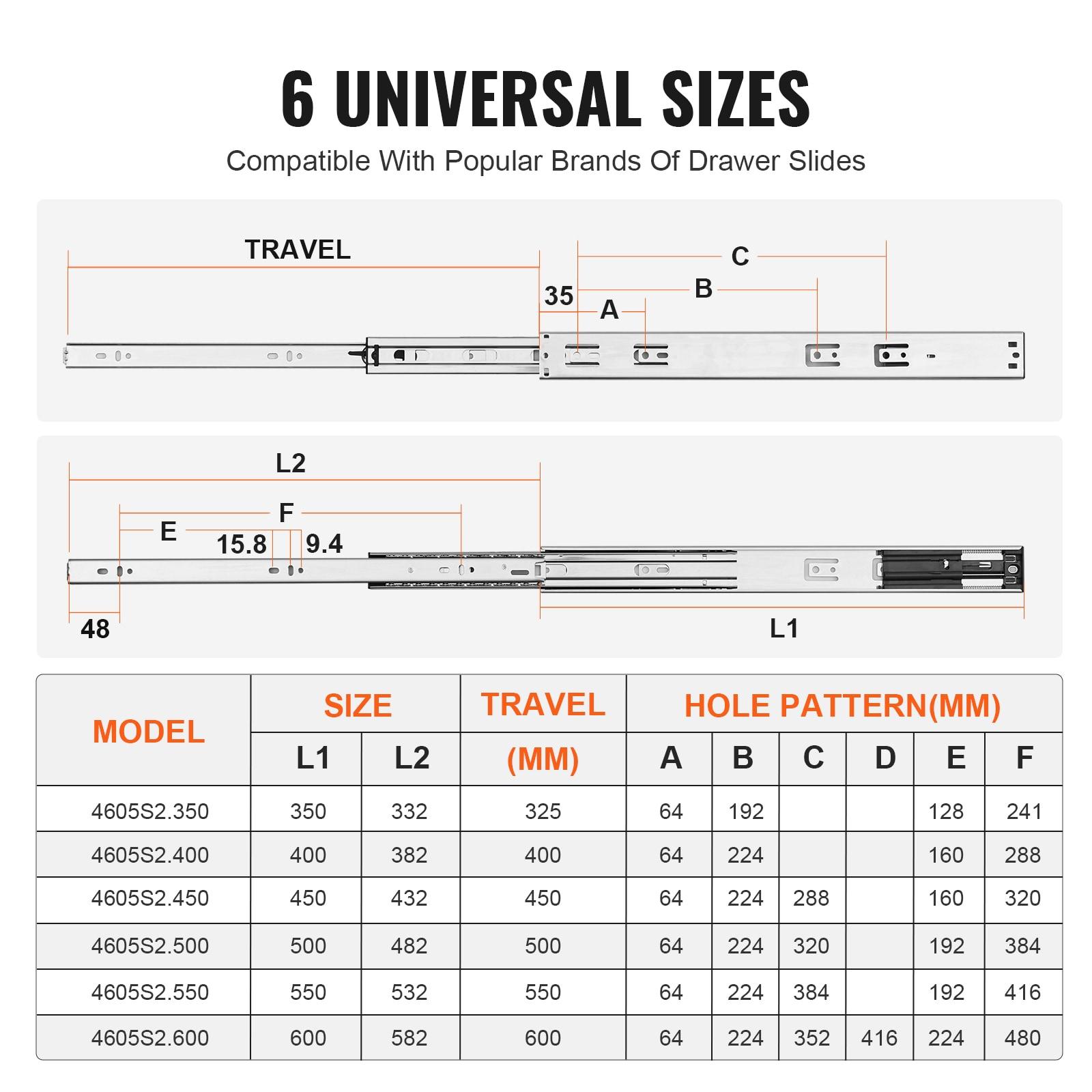 Full Extension 1.77'' Soft Close Side Mount Metal Drawer Slide (Set of 10)