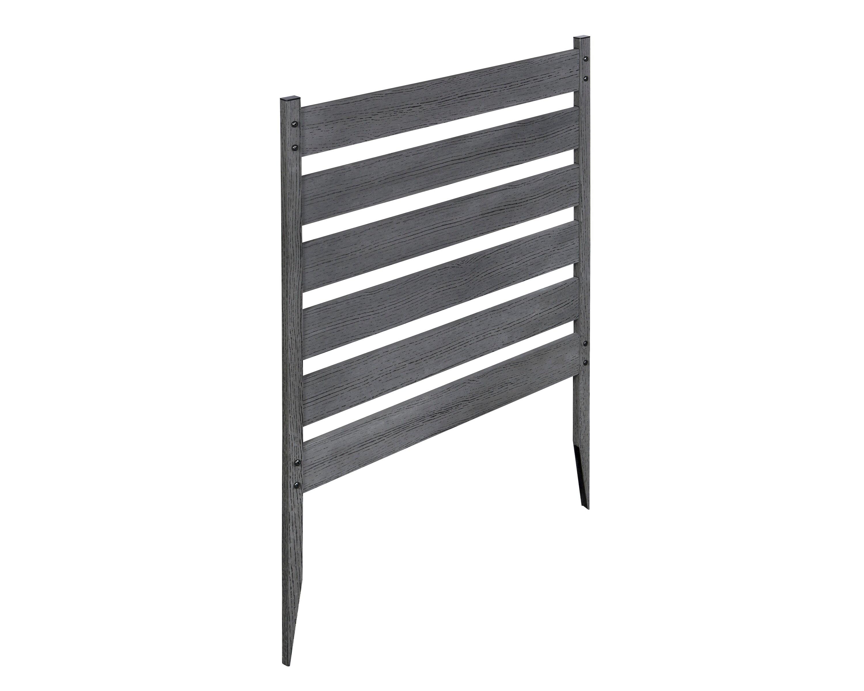 Zippity Outdoor Products 26in H x 24in W (3 Panels) No Dig Zippity Maui Fence Kit, Charcoal Color WoodTek Vinyl Fence Panel, Temporary Outdoor Border for Garden, Easy Install DIY Fence for Backyard, Patio, & Deck, ZP19066