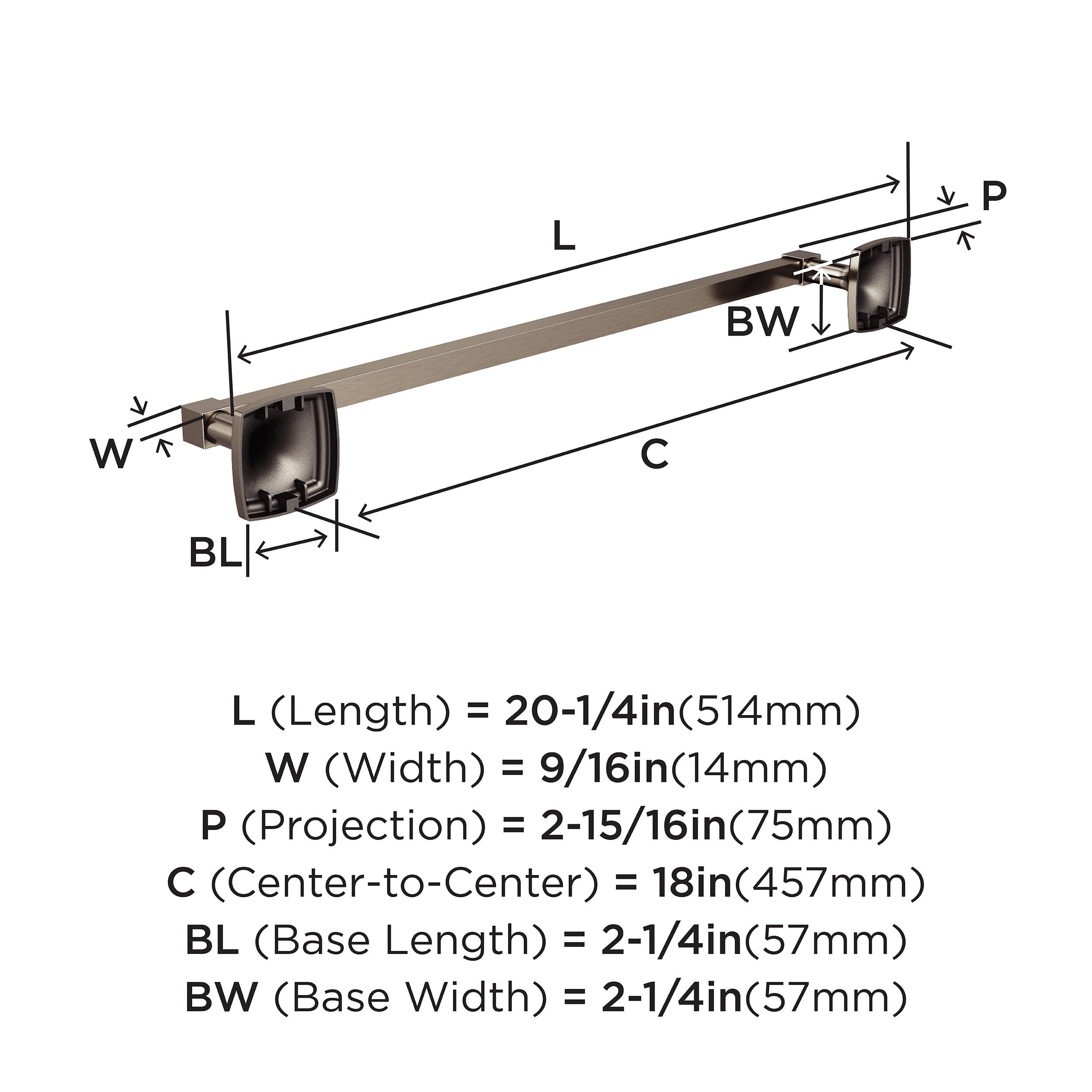 Amerock Stature Brushed Nickel 18 inch (457mm) Towel Bar