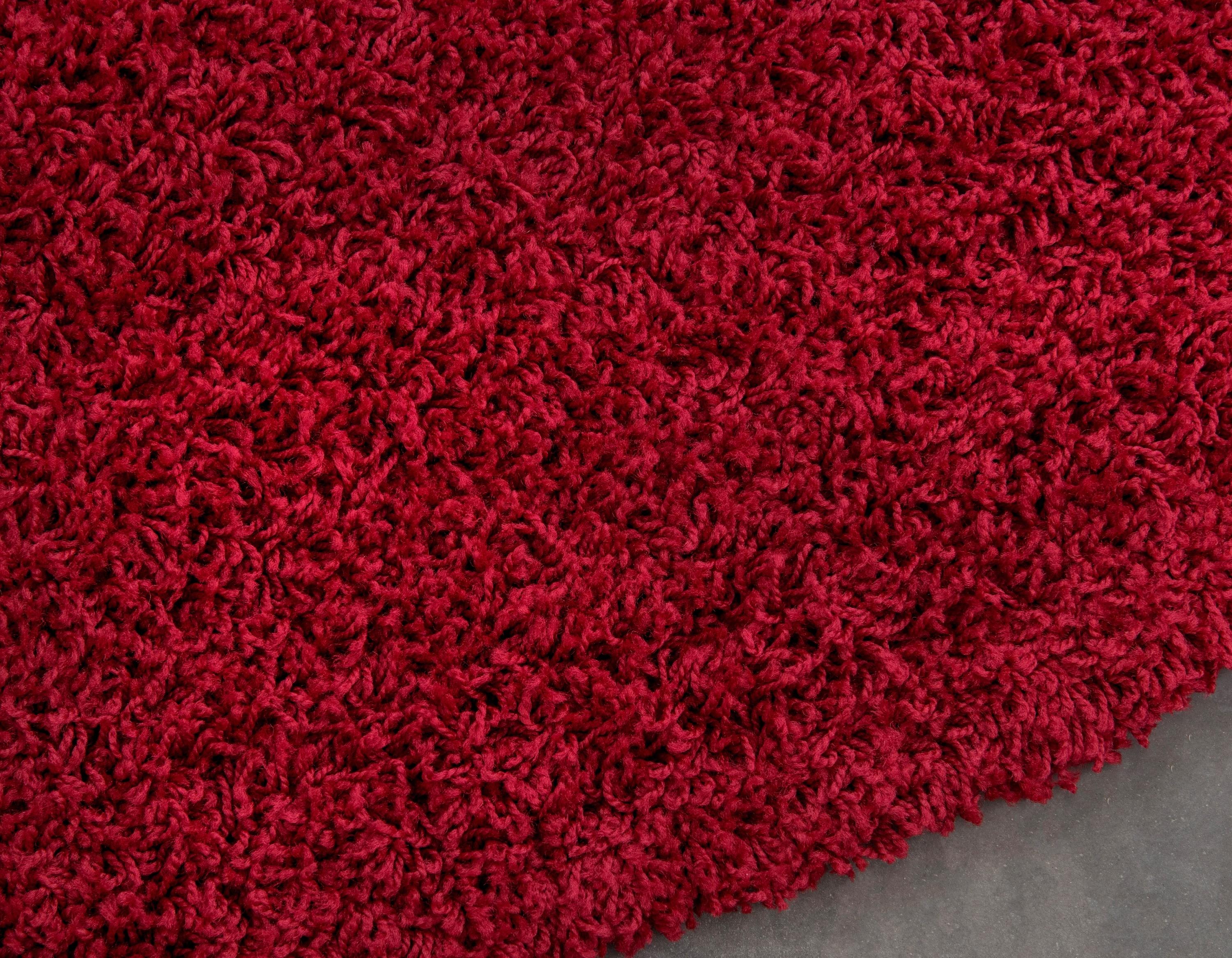 Unique Loom Solid Shag Collection Area Rug (8' Round, Cherry Red)