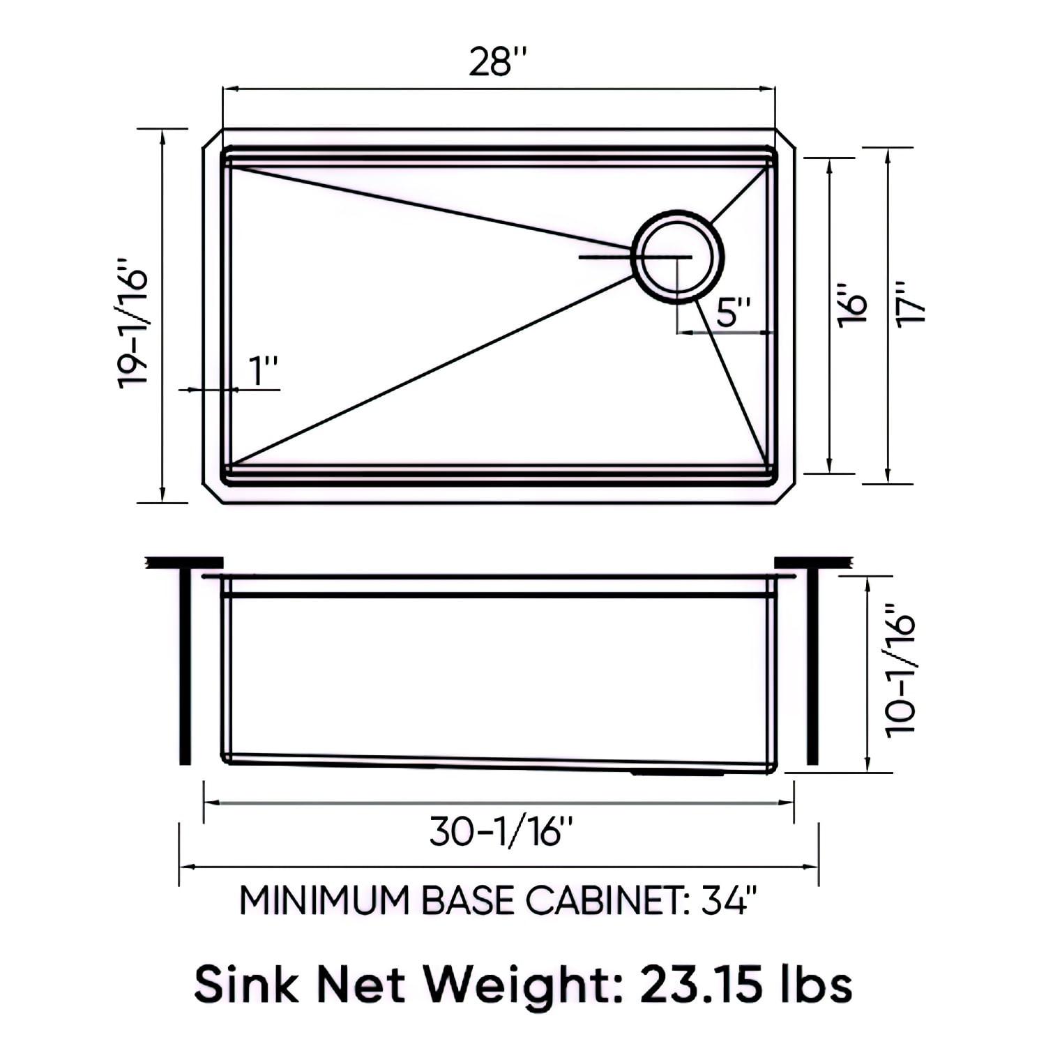 Sinber 30" Undermount Single Bowl Workstation Kitchen Sink with 304 Stainless Steel