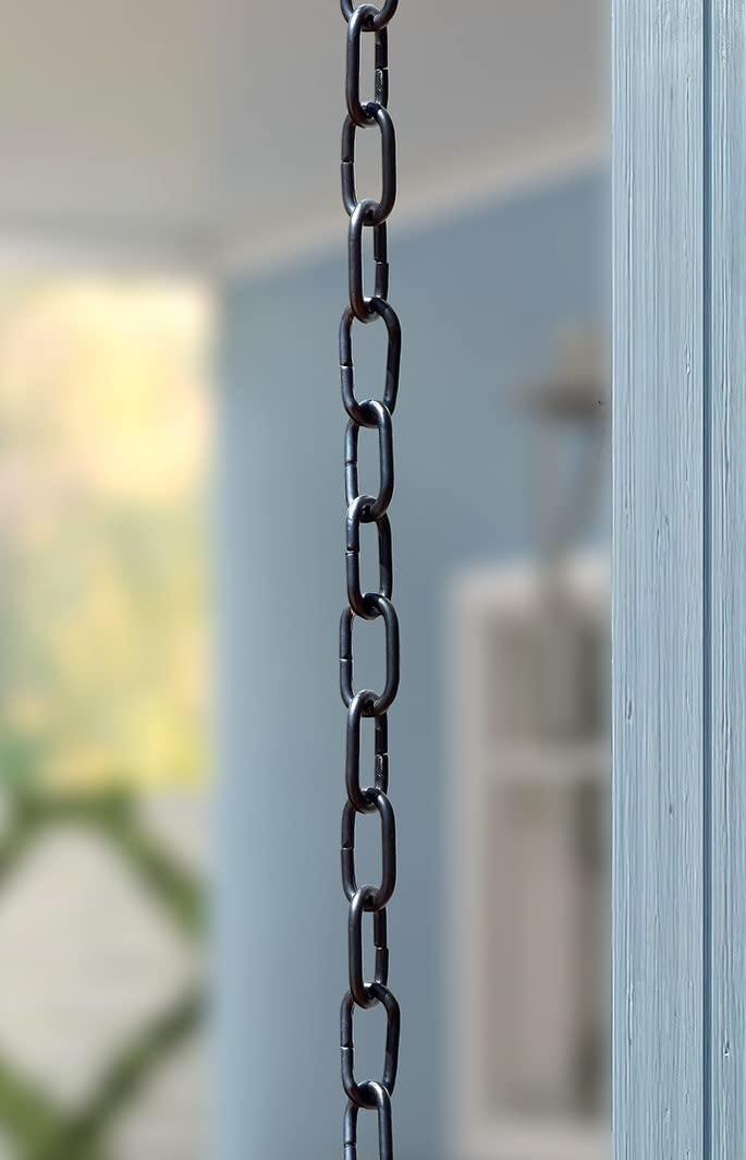 Monarch Rain Chains Aluminum Traditional Link Rain Chain, 8.5 ft Black Powder Coated Aluminum Decorative Rain Catcher Chain for Gutters, Black Aluminum Rain Gutter Replacement Downspout