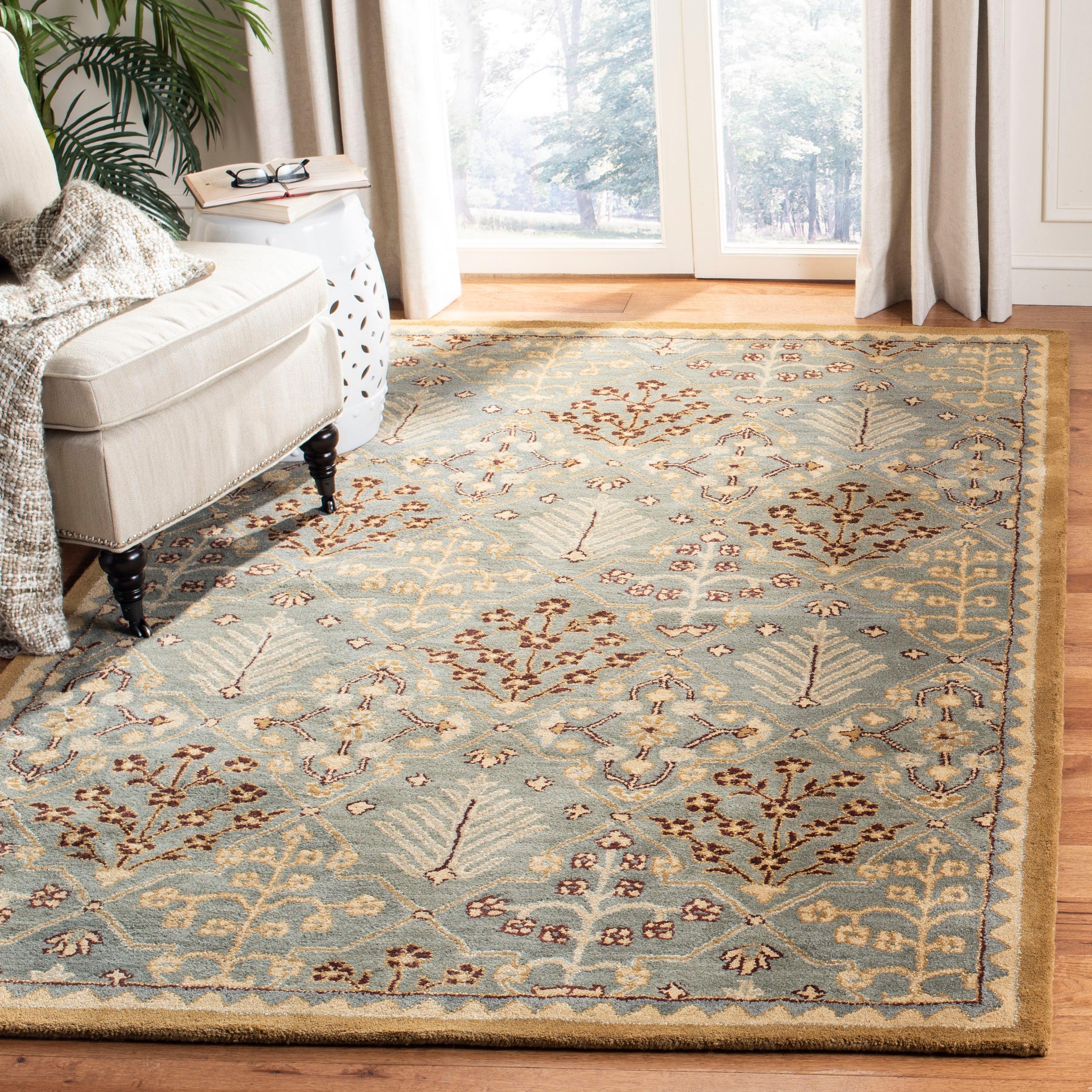 Antiquity AT613 Hand Tufted Area Rug - Light Blue/Gold - 8'x8' - Safavieh.