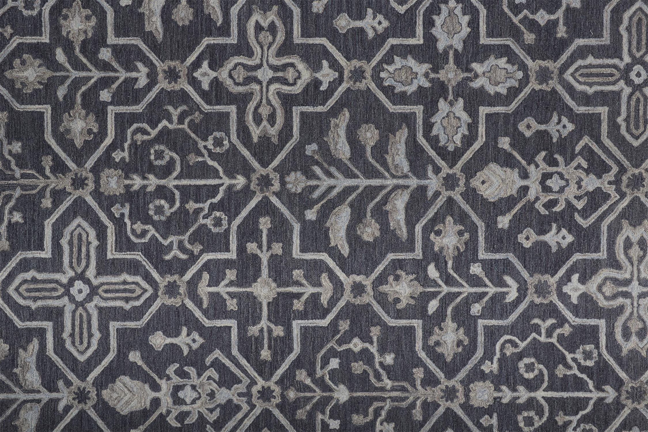 Room Envy Faris 4 x 6 (ft) Tufted Wool Odyssey Gray/Light Gray Rectangular Indoor Floral/Botanical Global Area rug