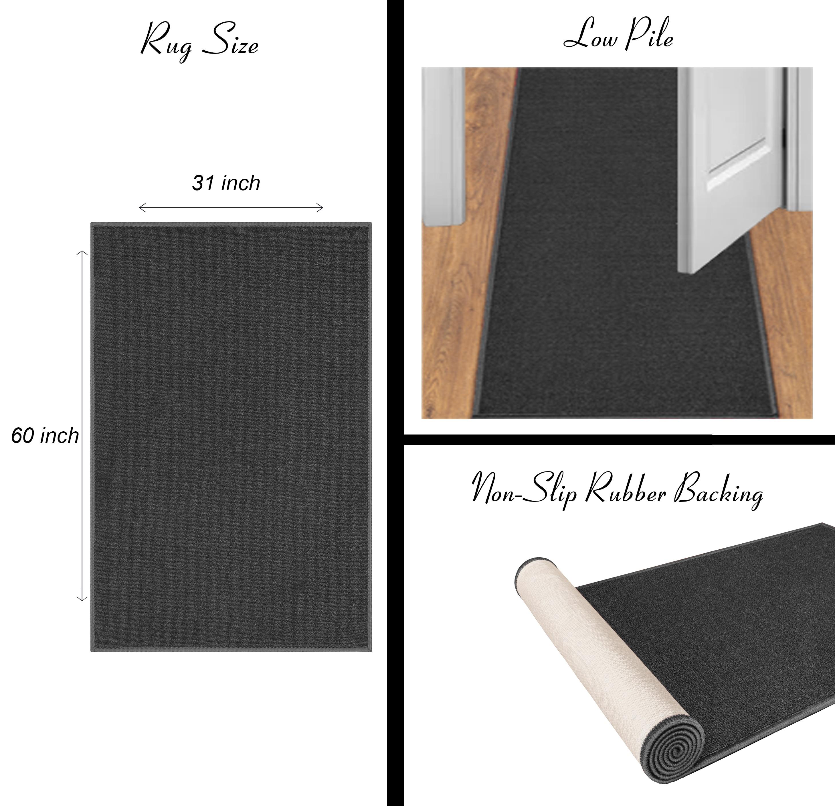 Machine Washable Non-Slip Rubberback Border Area Rug For Living Room, Hallway