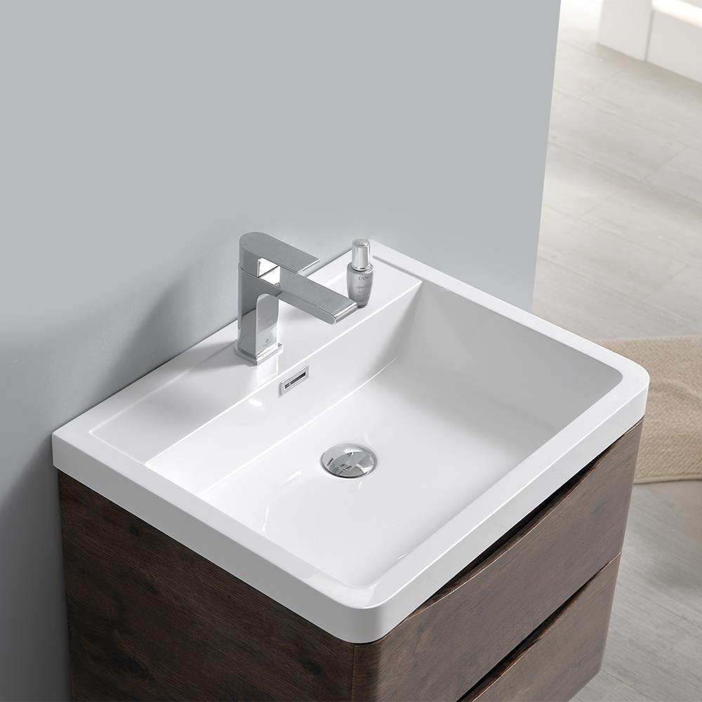 Tuscany 24" Wall Mount Modern Bathroom Vanity with Integrated Single Sink - Faucet Not Included