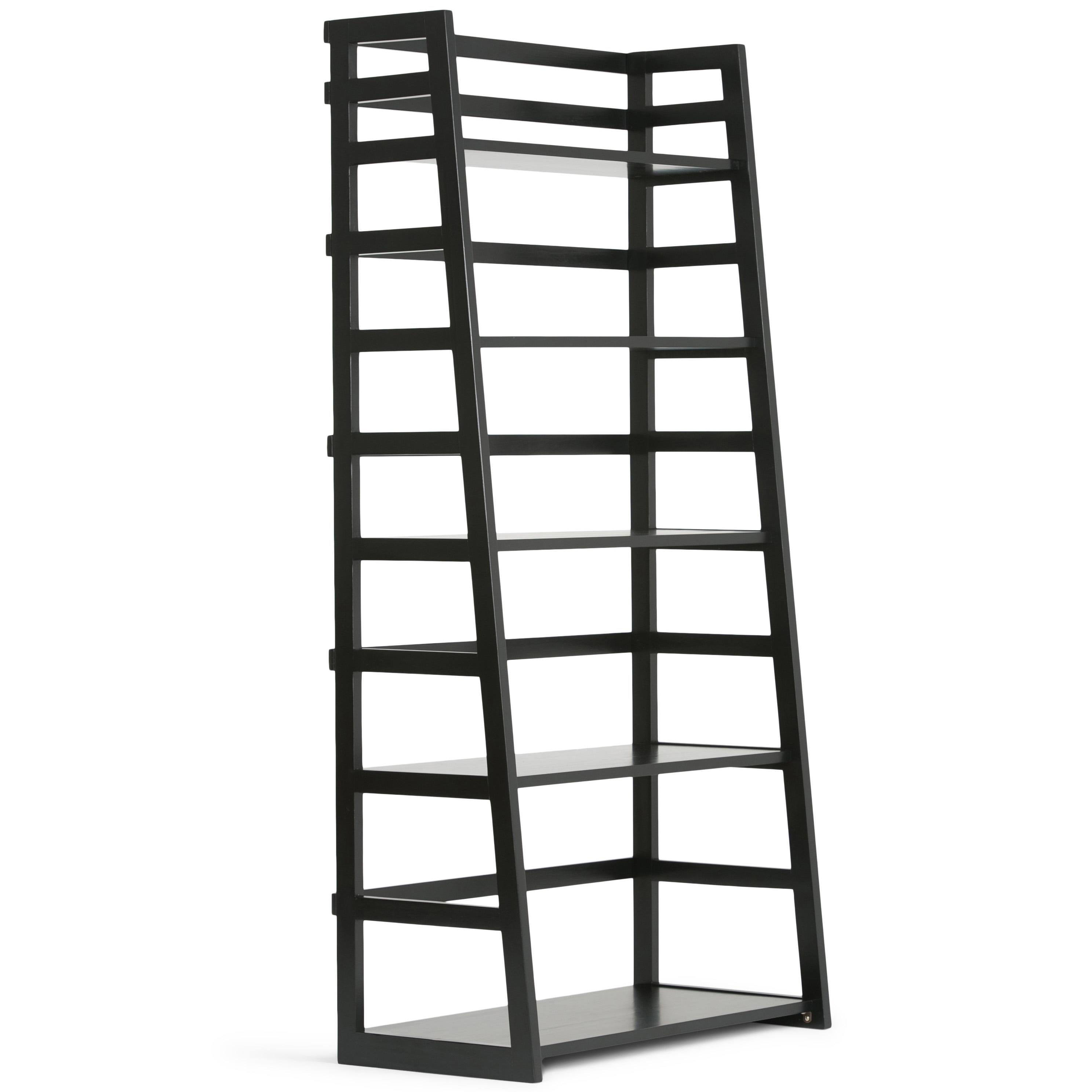 Acadian Solid Wood 30" Transitional Black Ladder Shelf