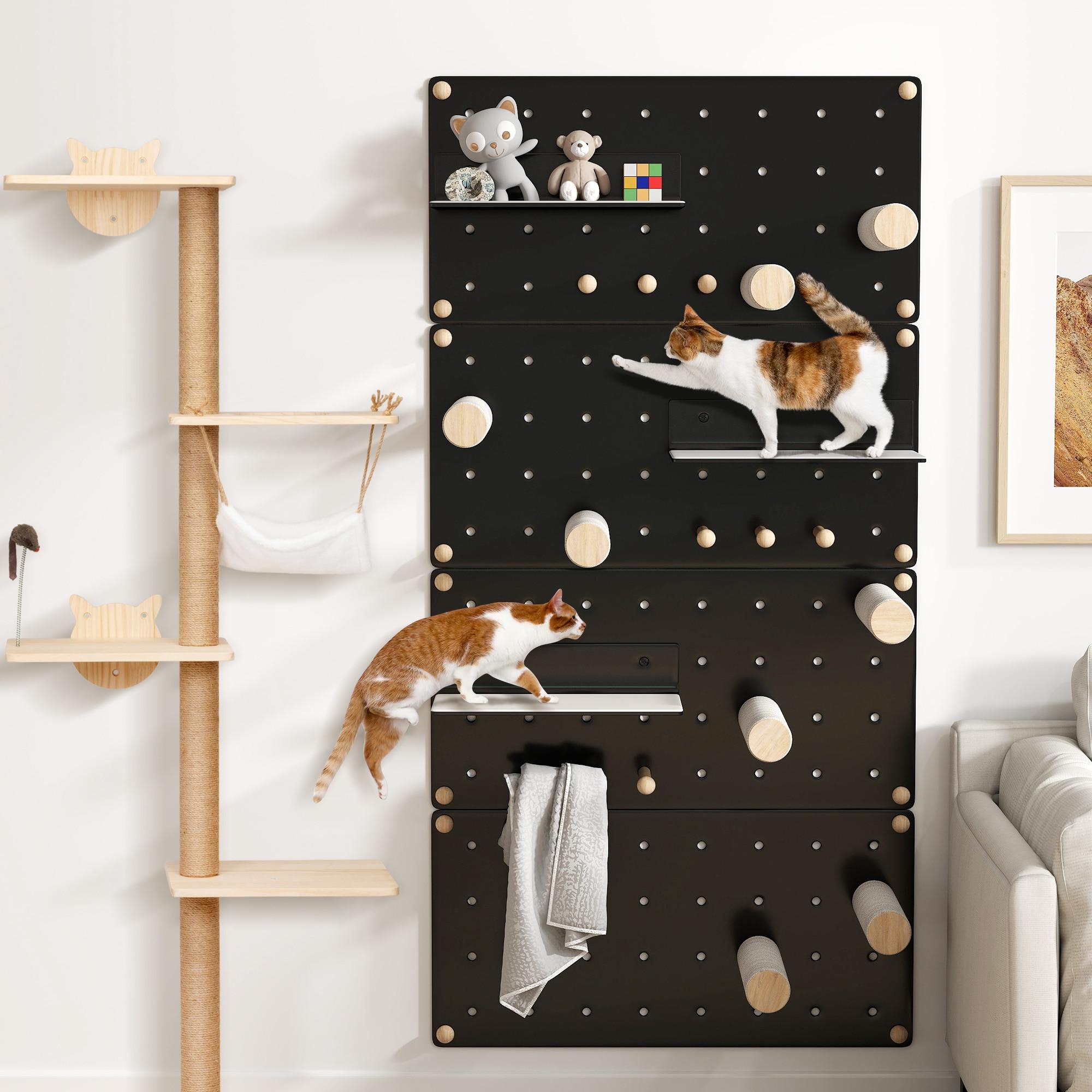COZIWOW DIY Wall-Mounted Cat Climber Set Cat Wall Steps Climbing Frame Scratching Posts and Platforms