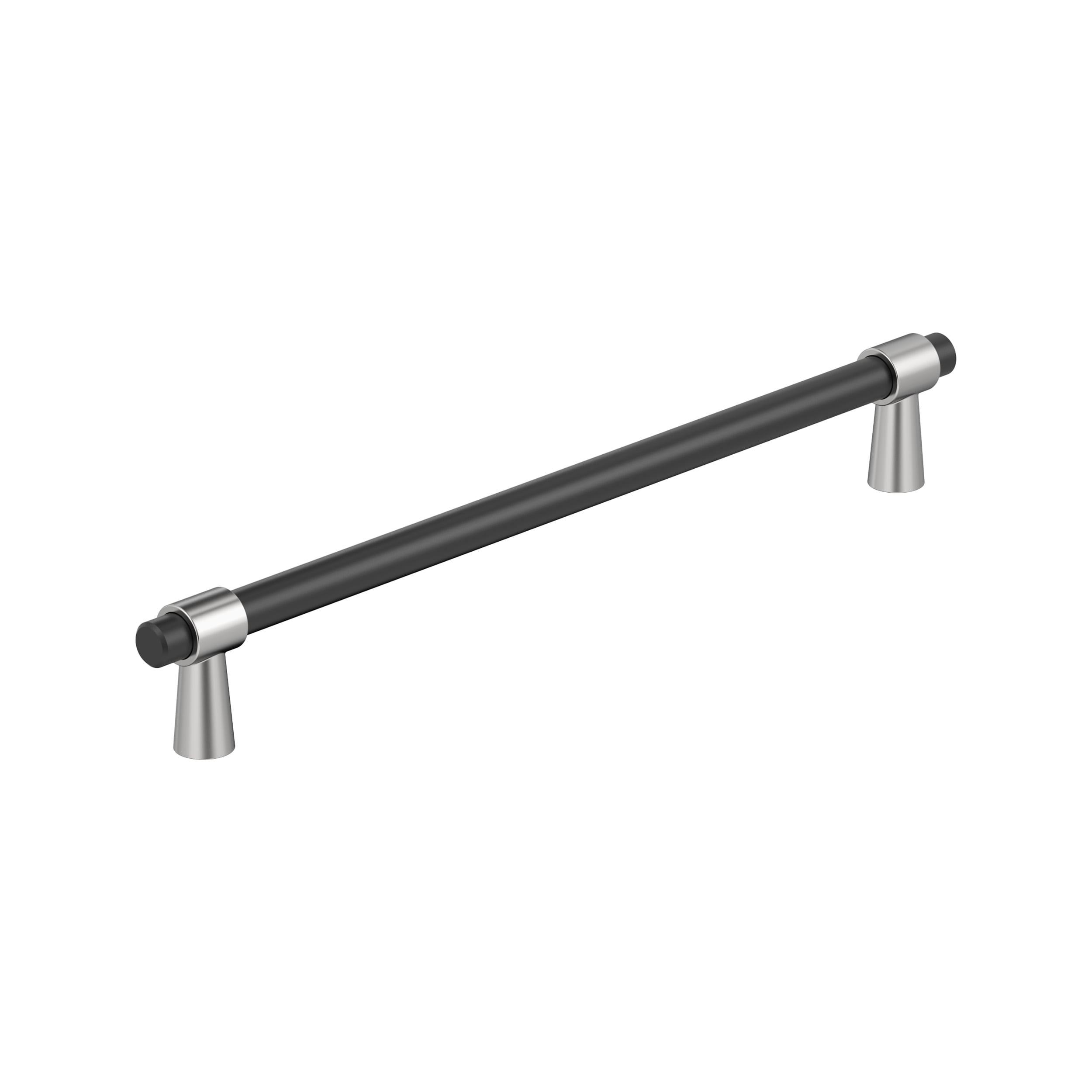 Amerock Mergence 10-1/16 inch (256mm) Center-to-Center Matte Black/Polished Chrome Cabinet Pull