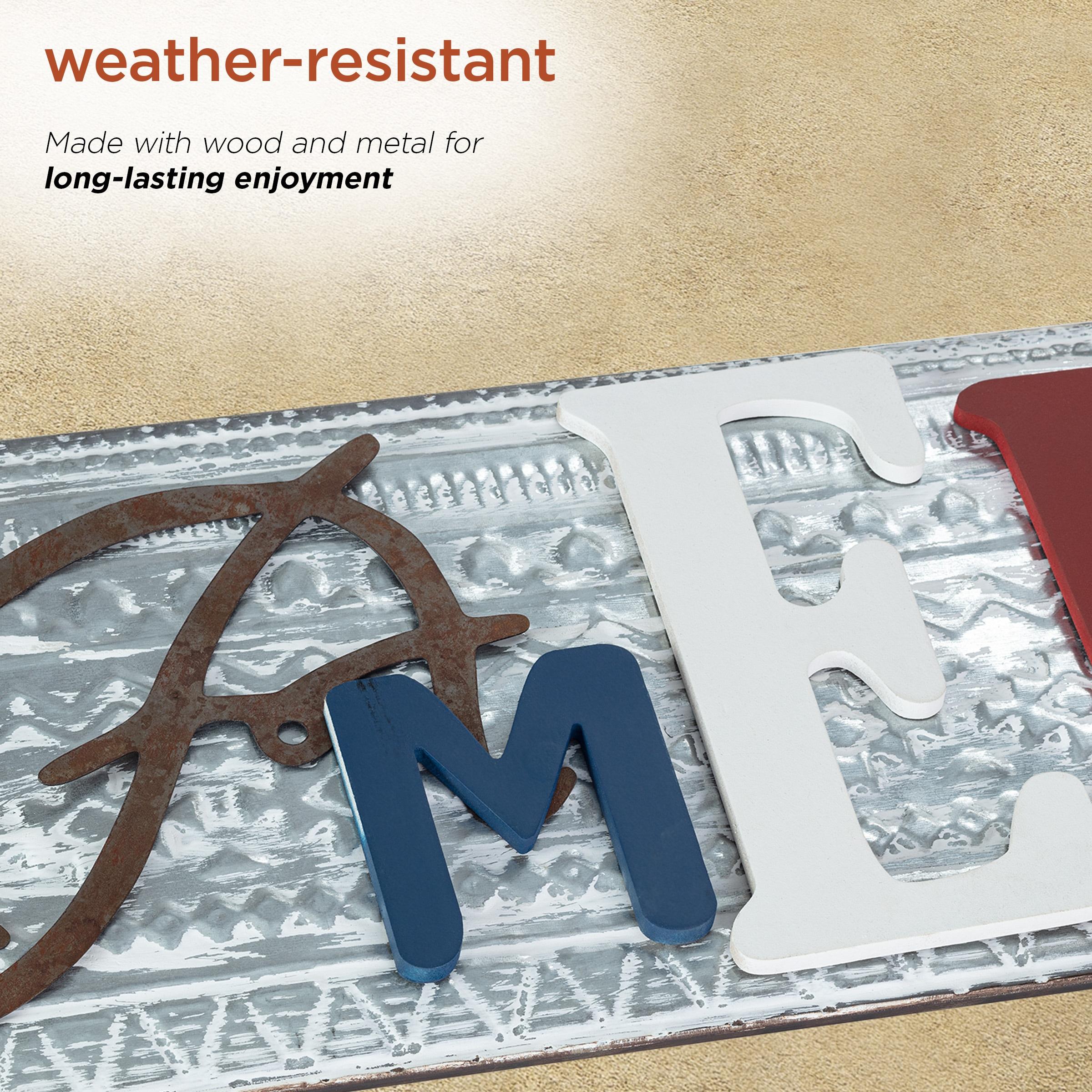 Wood and Metal America Wall Decor - Alpine Corporation: Indoor/Outdoor Patriotic Art, 24x16"