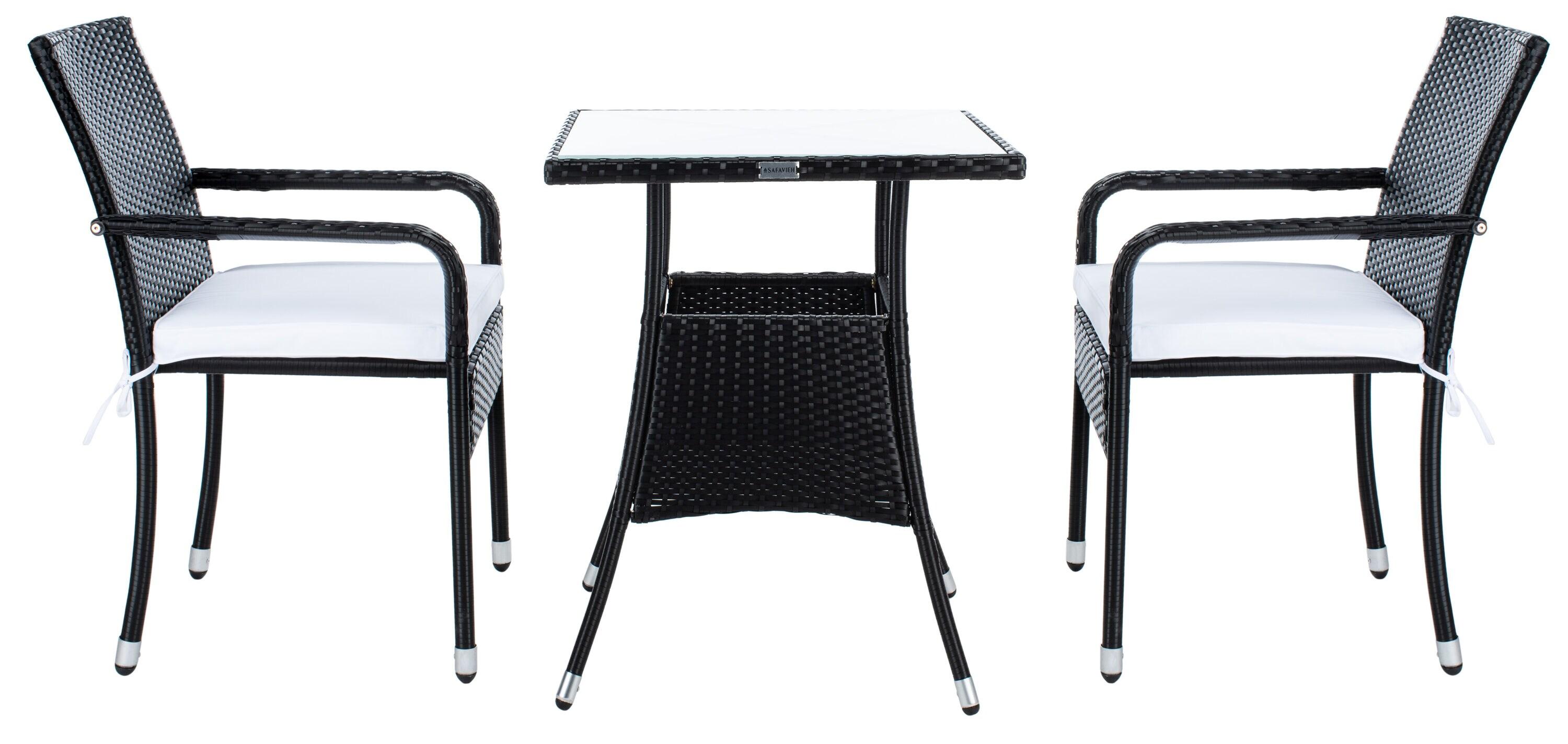 Laban Bistro Set - Outdoor - PAT7718 - Black/White - Safavieh