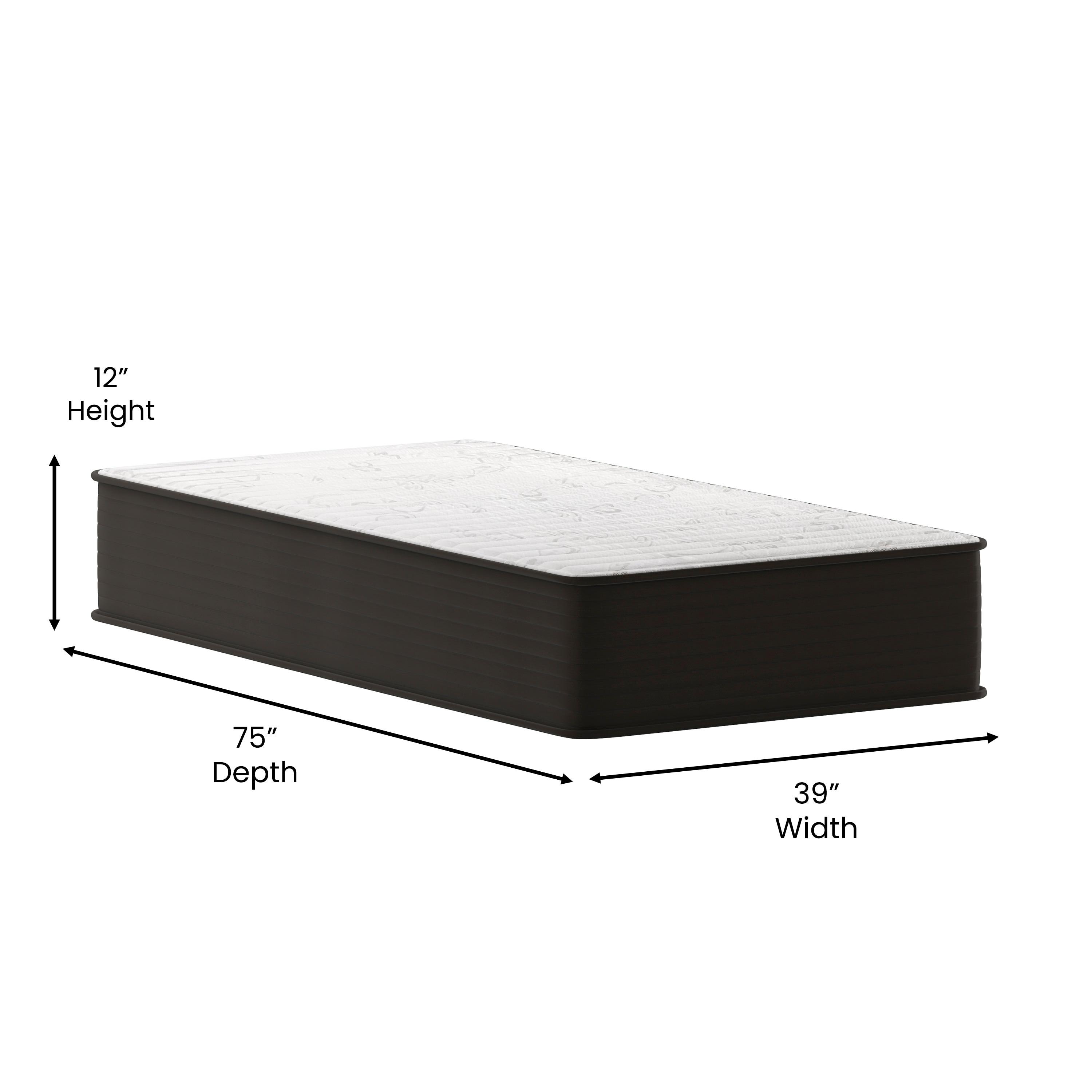 Flash Furniture 12" Hybrid Foam and Pocket Spring Mattress, Twin Mattress in a Box