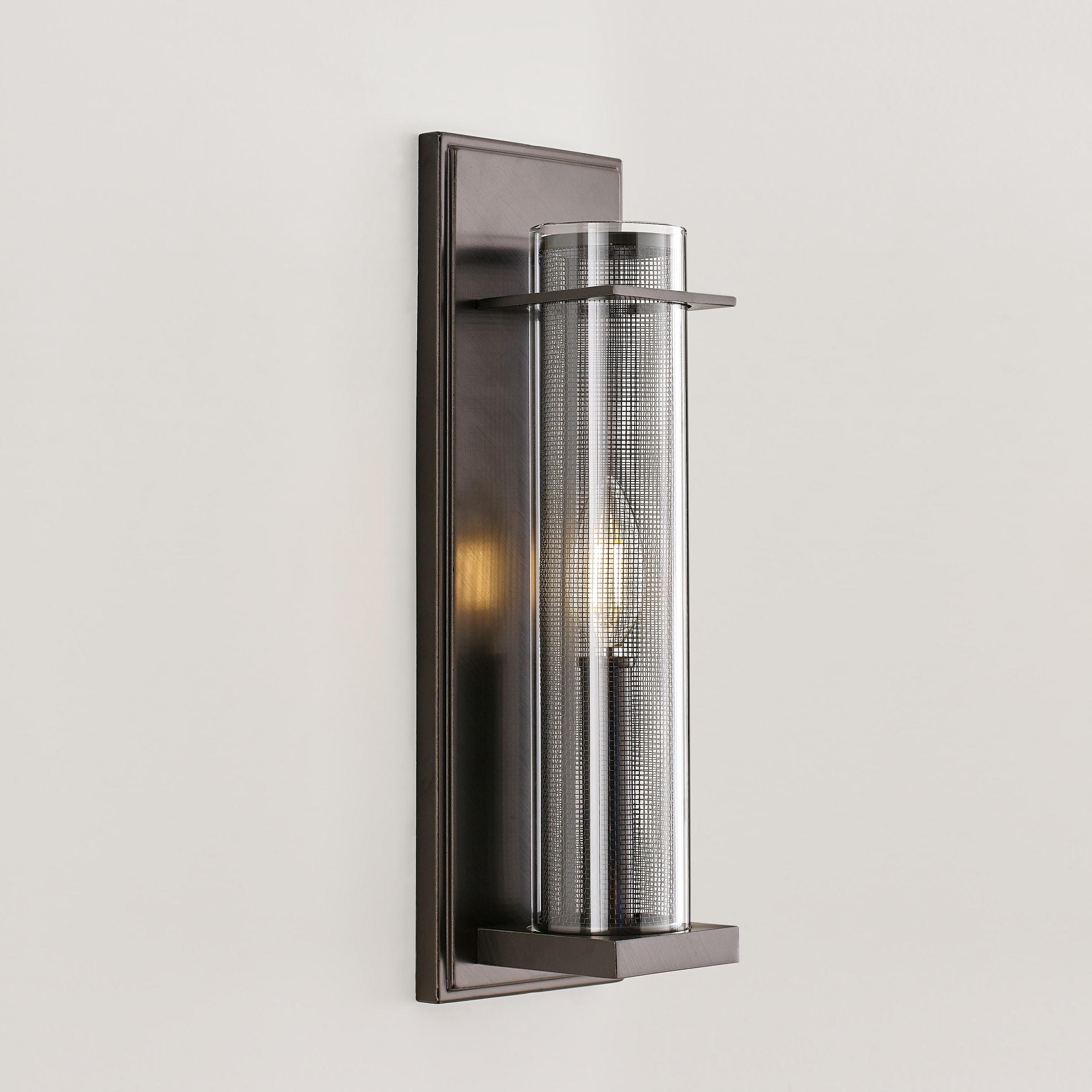 Antique Bronze Silo Dimmable Cylinder Sconce with Clear Glass