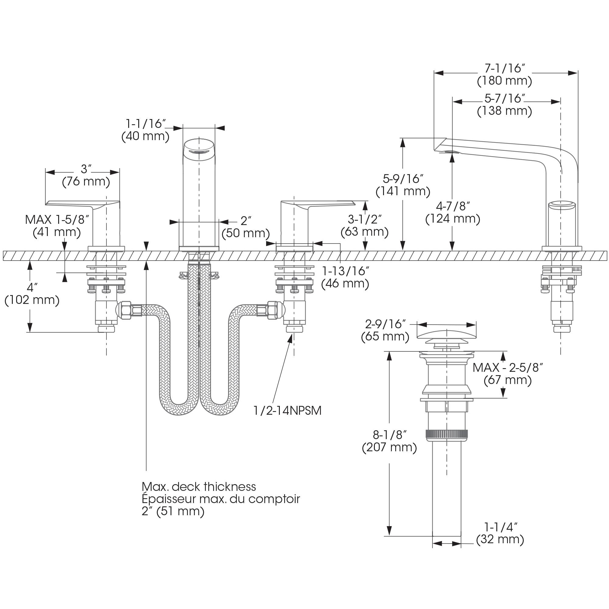 Belanger OPA79CCP Two-Handle Widespread Bathroom Faucet with Drain Assembly, Polished Chrome